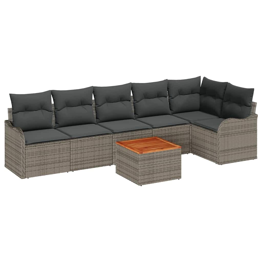 vidaXL Conjunto de Sofá de Jardim 7 Peças Cinzeto Vime Pe - 311889260