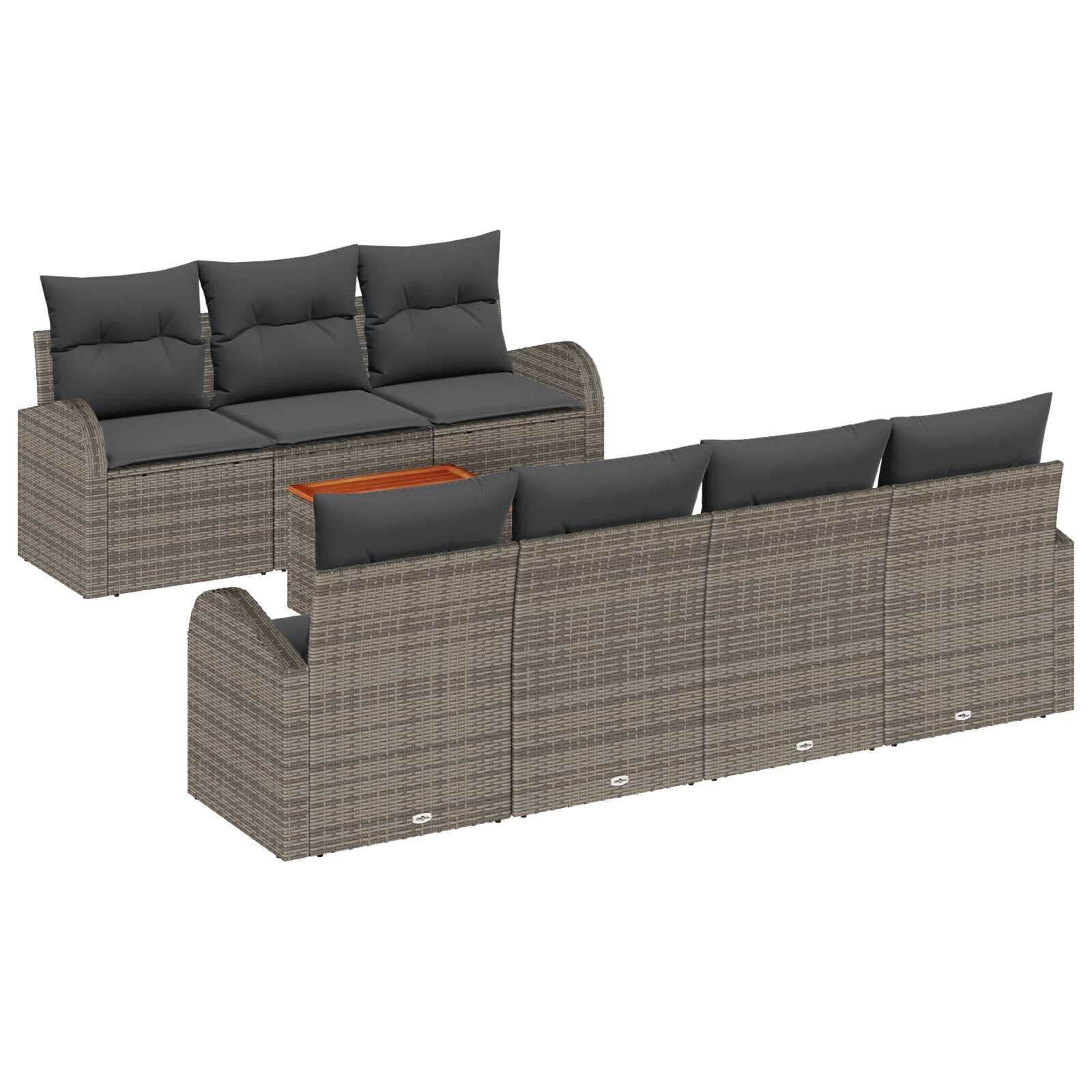vidaXL Conjunto de Sofá de Jardim 8 pcs Cinzeto vime PE