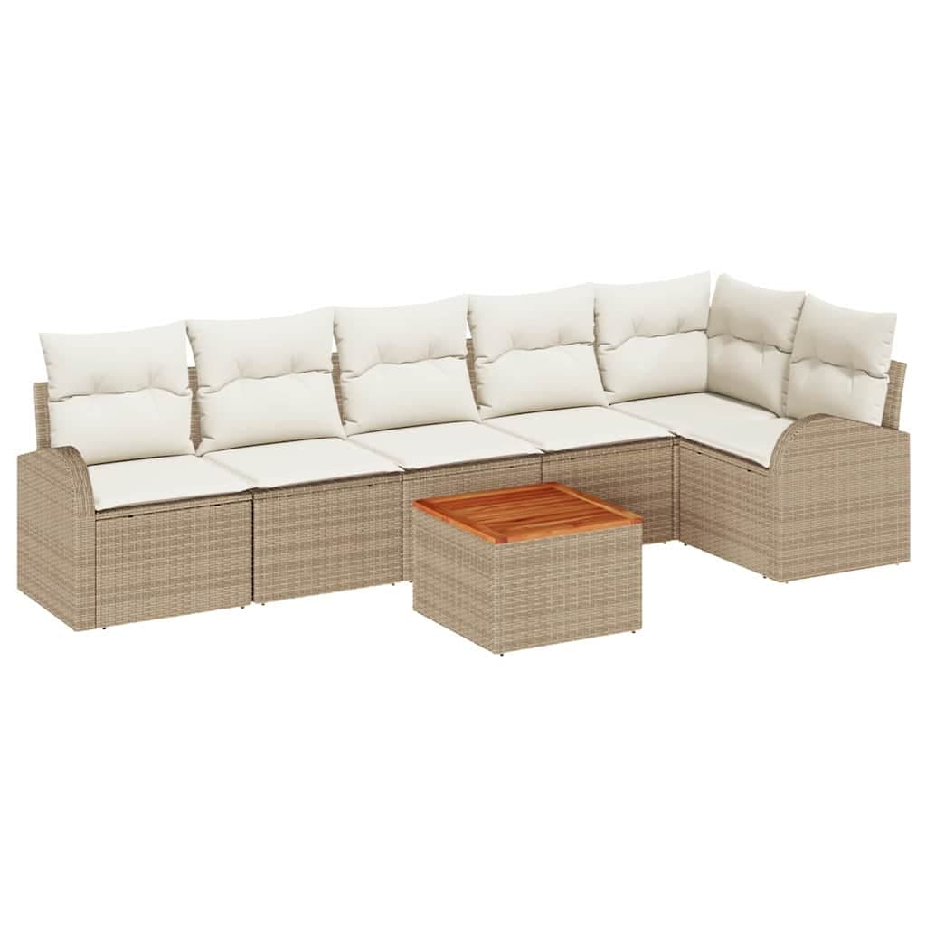 vidaXL Conjunto de Sofá de Jardim 7 pcs Bege e Creme vime PE