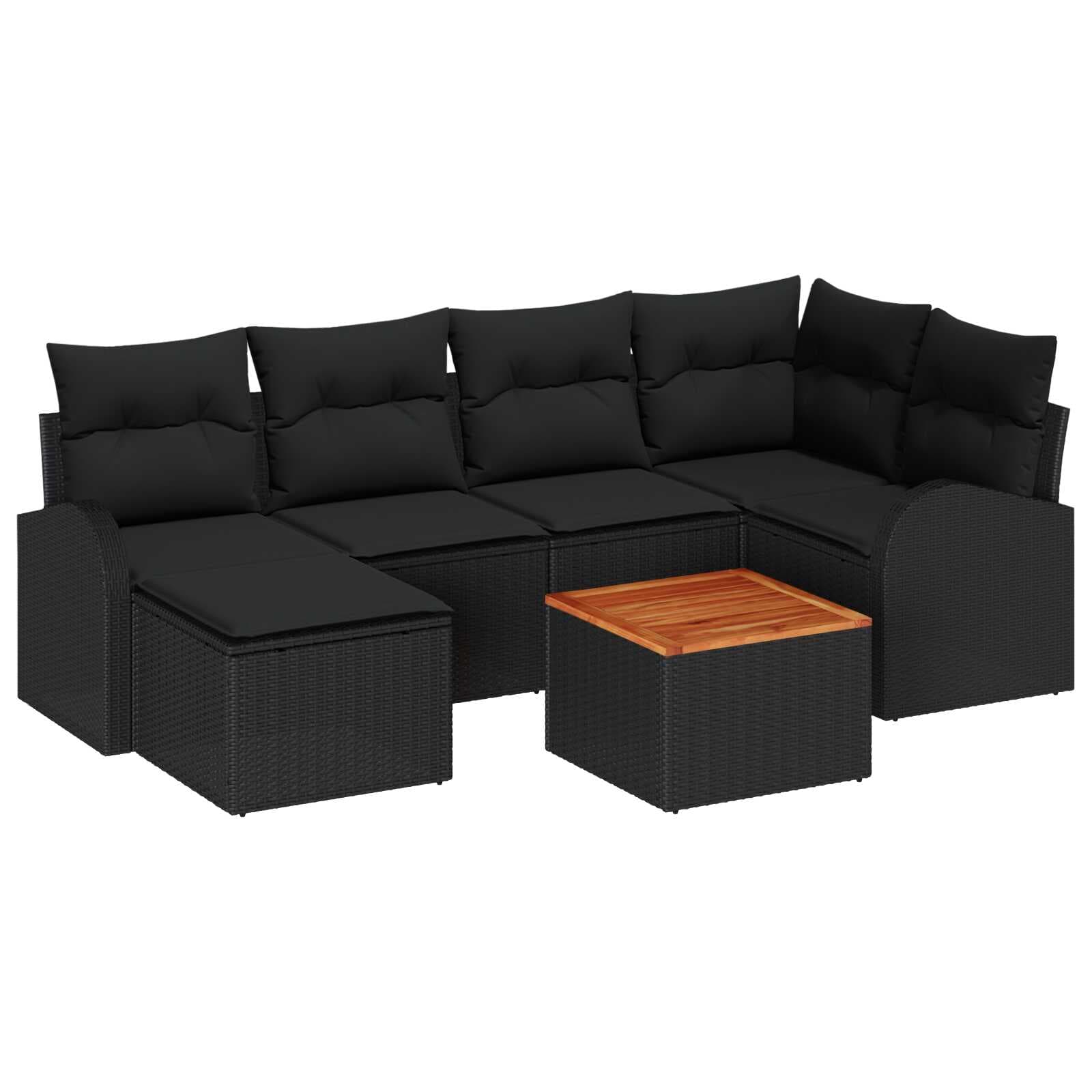 vidaXL Conjunto de Sofá de Jardim 7 Peças Preto Vime Pe - 3988006795