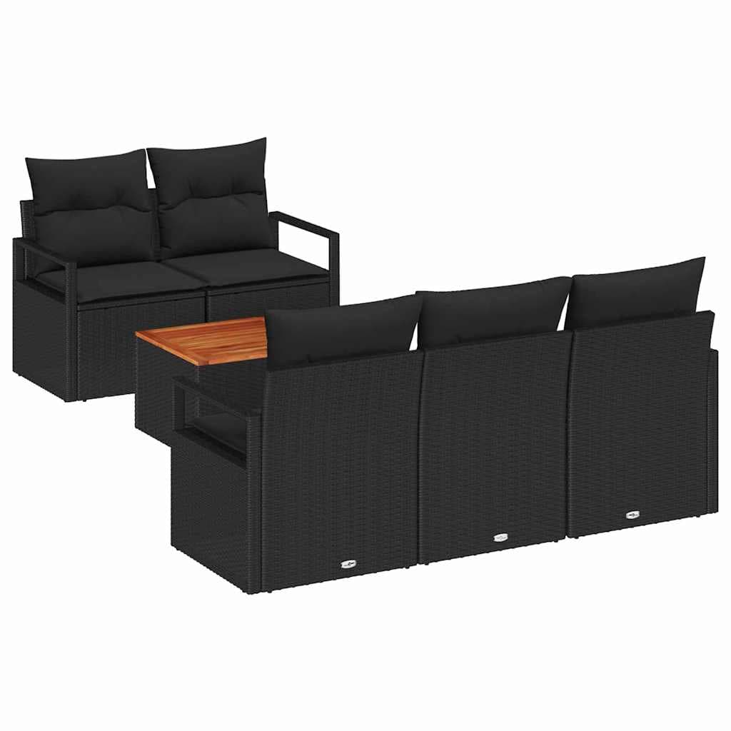 vidaXL Conjunto de Sofá de Jardim 6 Peças Preto Vime Pe - 1397706511