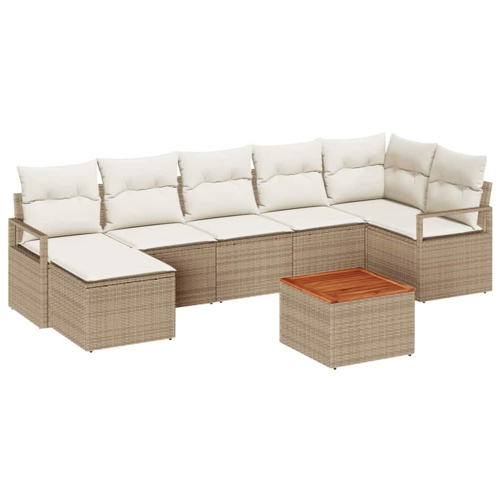 vidaXL Conjunto de Sofá de Jardim 8 pcs Bege e Creme vime PE