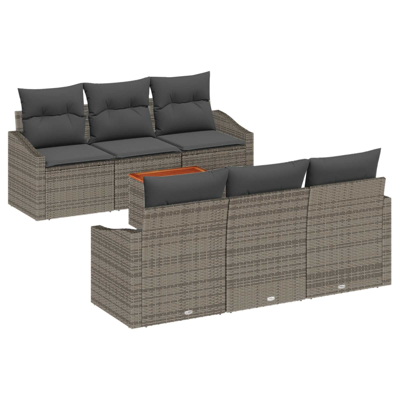 vidaXL Conjunto de Sofá de Jardim 7 Peças Cinzeto Vime Pe - 729263567