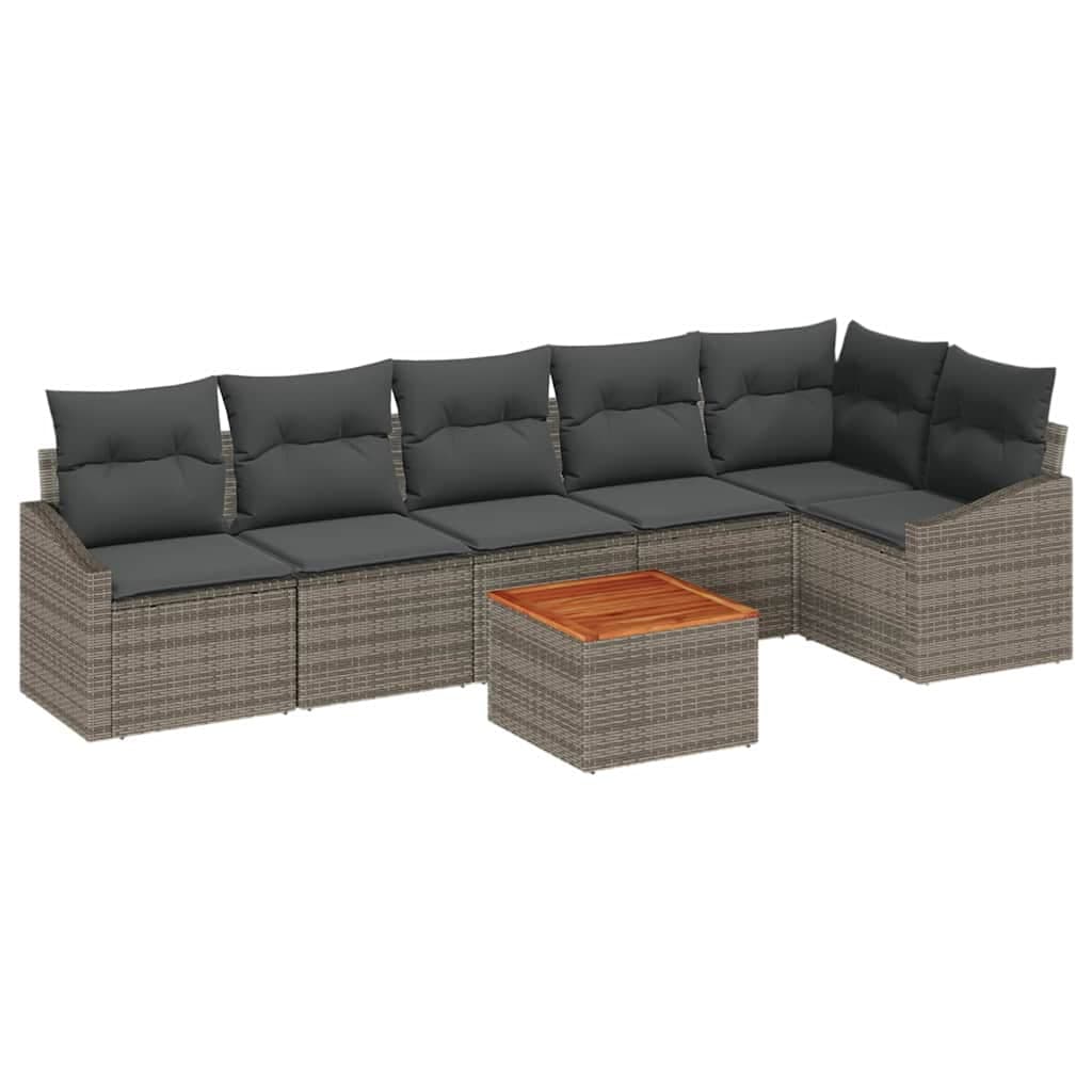 vidaXL Conjunto de Sofá de Jardim 7 Peças Cinzeto Vime Pe - 812154433