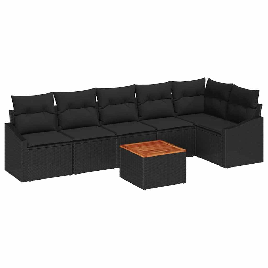 vidaXL Conjunto de Sofá de Jardim 7 Peças Preto Vime Pe - 1353709476
