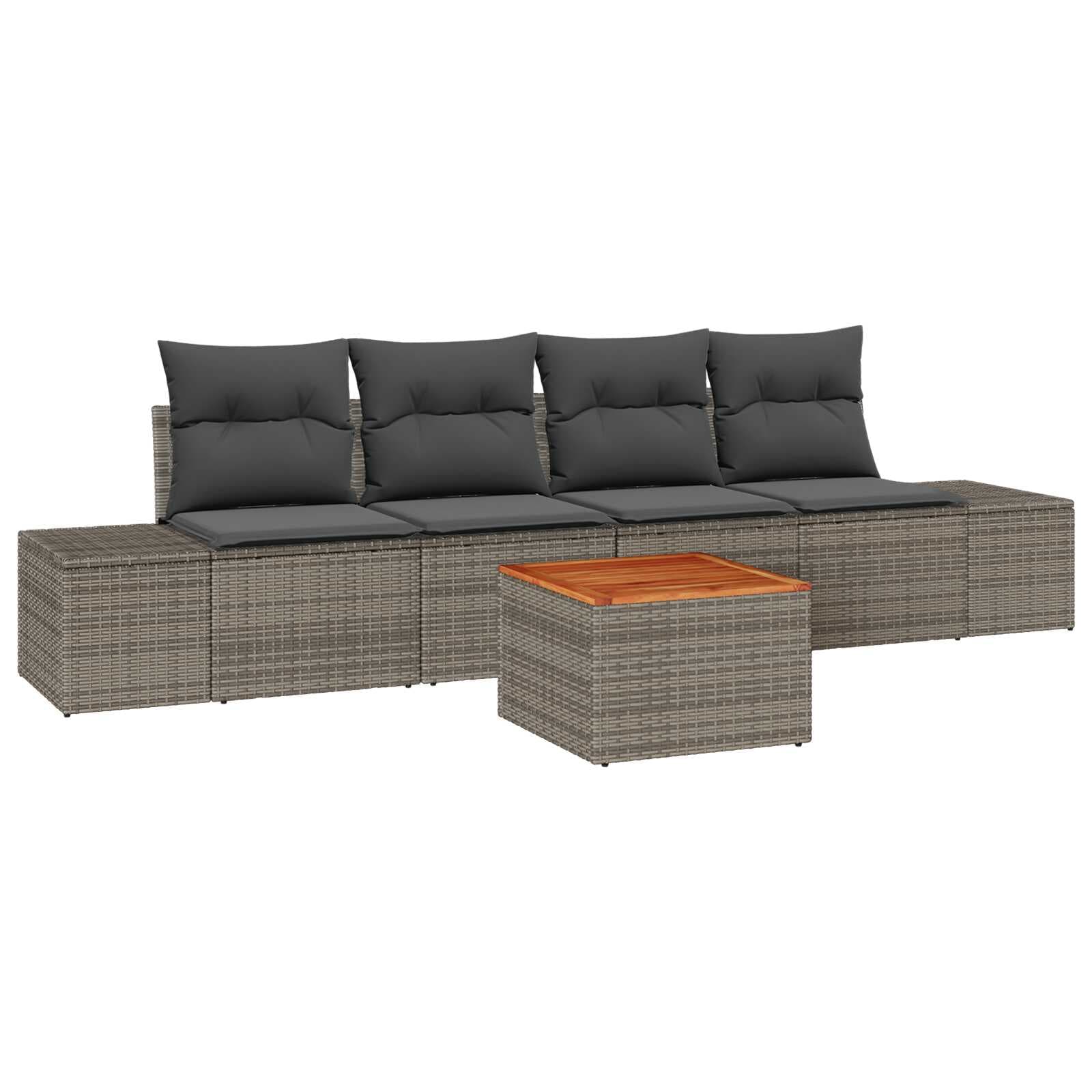 vidaXL Conjunto de Sofá de Jardim 5 pcs Cinzeto vime PE