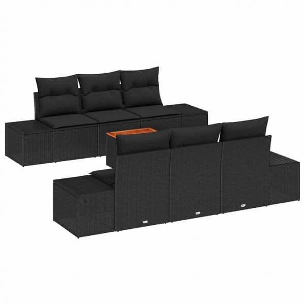 vidaXL Conjunto de Sofá de Jardim 7 Peças Preto Vime Pe - 1990173869
