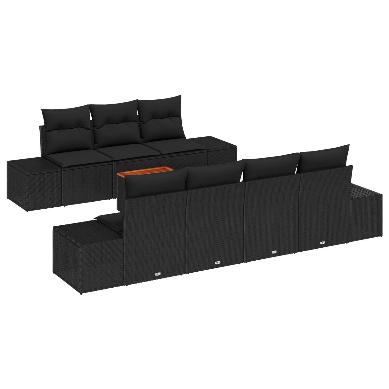 vidaXL Conjunto de Sofá de Jardim 8 Peças Preto Vime Pe - 4172411977