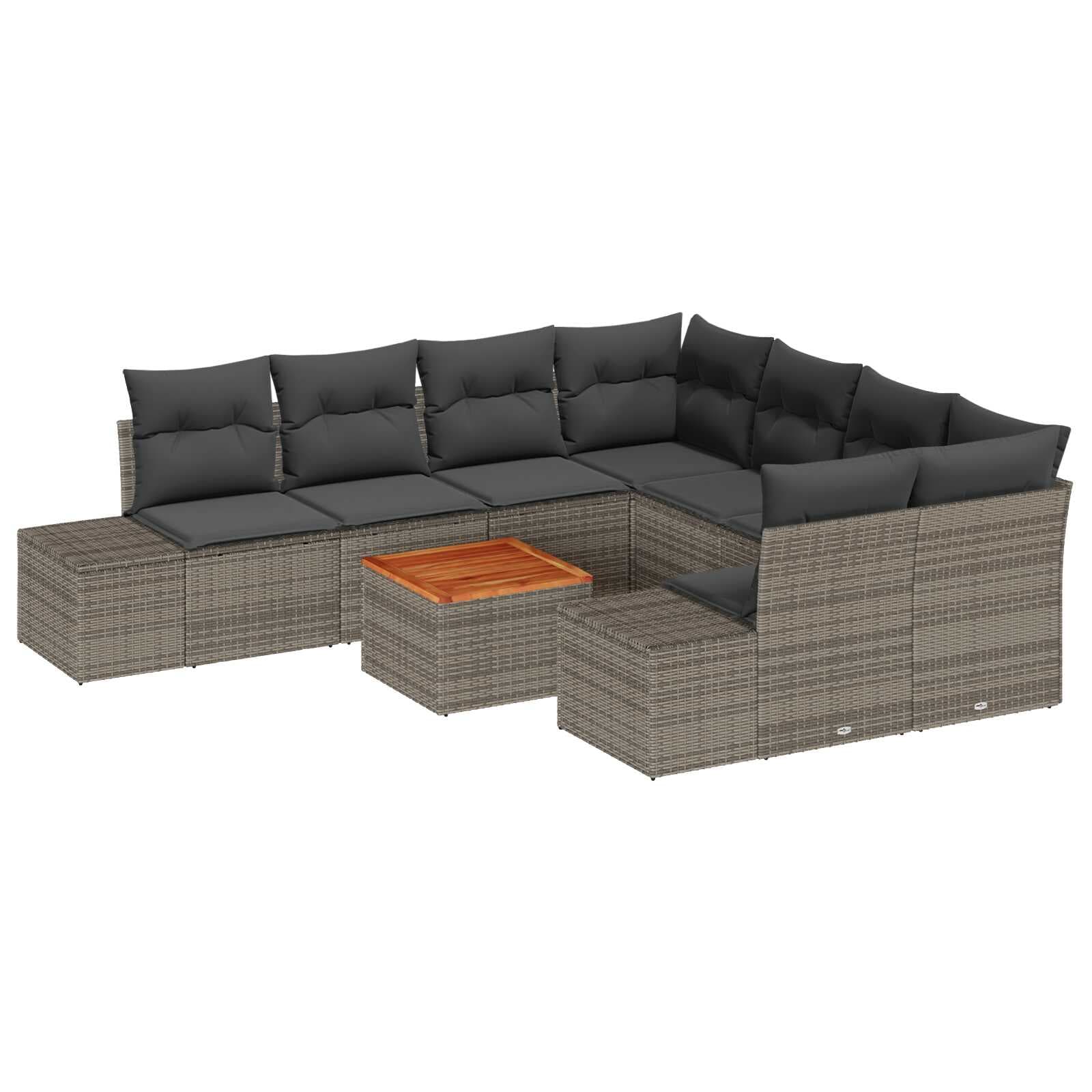 vidaXL Conjunto de Sofá de Jardim 9 pcs Cinzeto vime PE