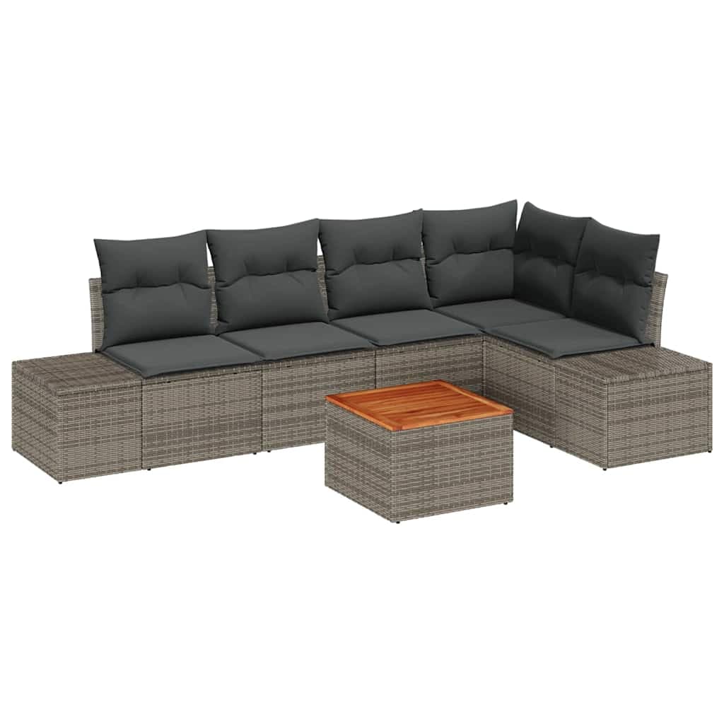 vidaXL Conjunto de Sofá de Jardim 6 Peças Cinzeto Vime Pe - 2426912523