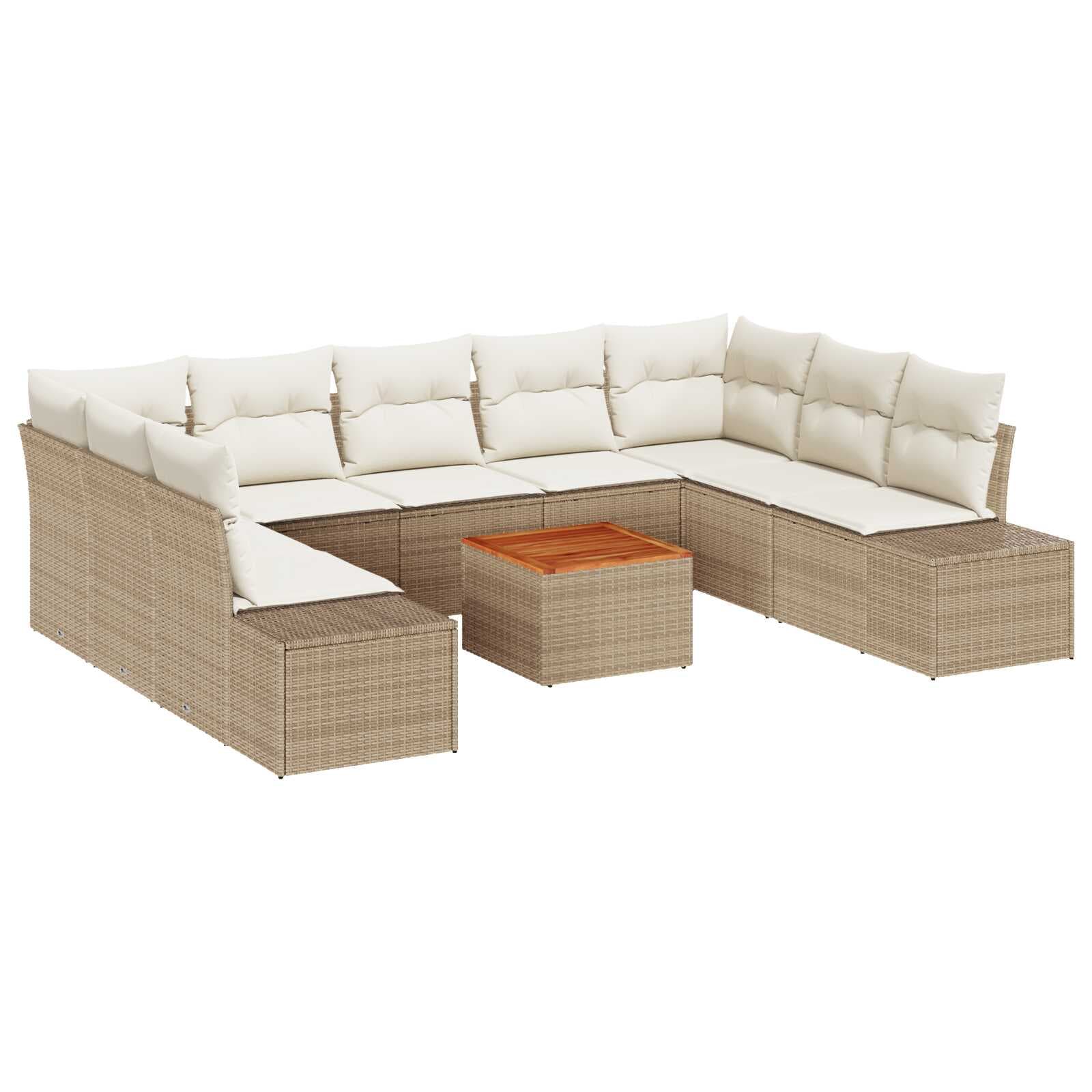 vidaXL Conjunto de Sofá de Jardim 10 pcs bege e branco