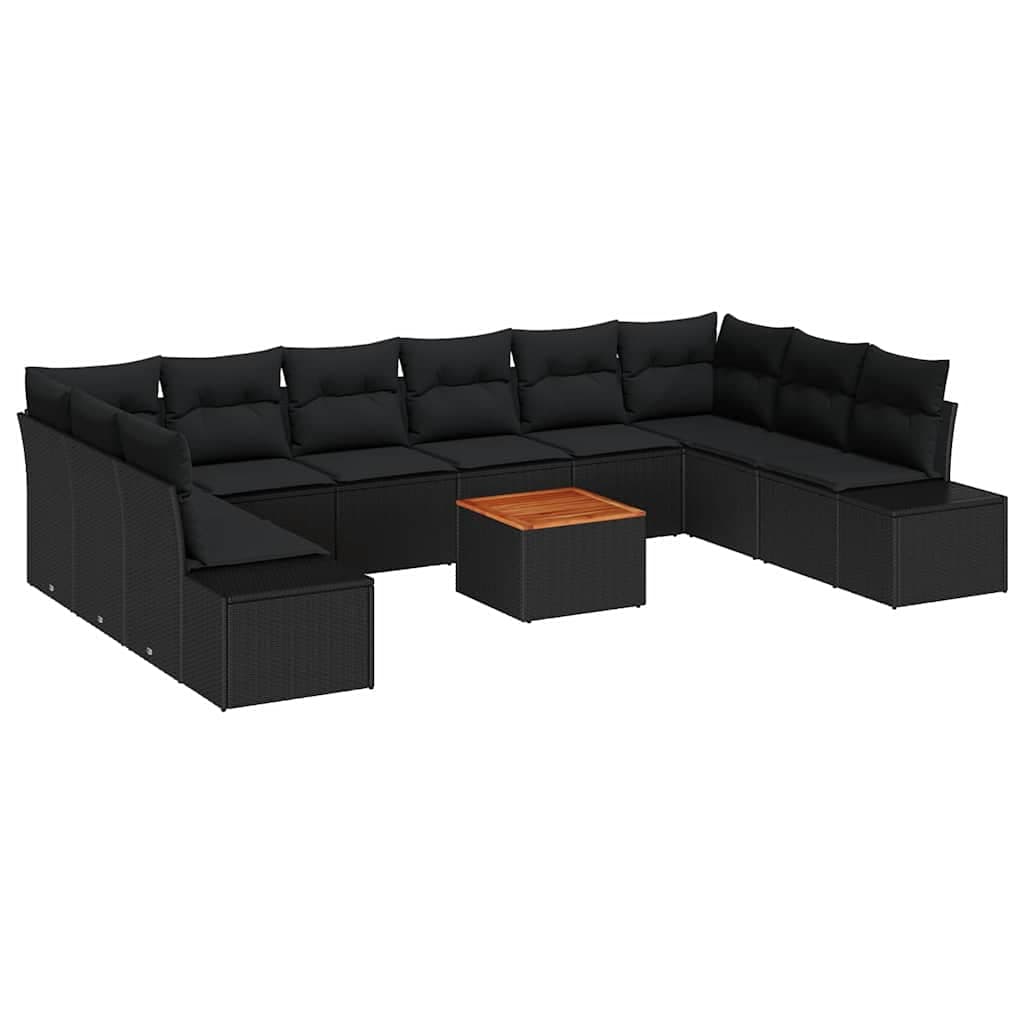 vidaXL Conjunto de Sofá de Jardim com armazenamento 11 pcs Preto