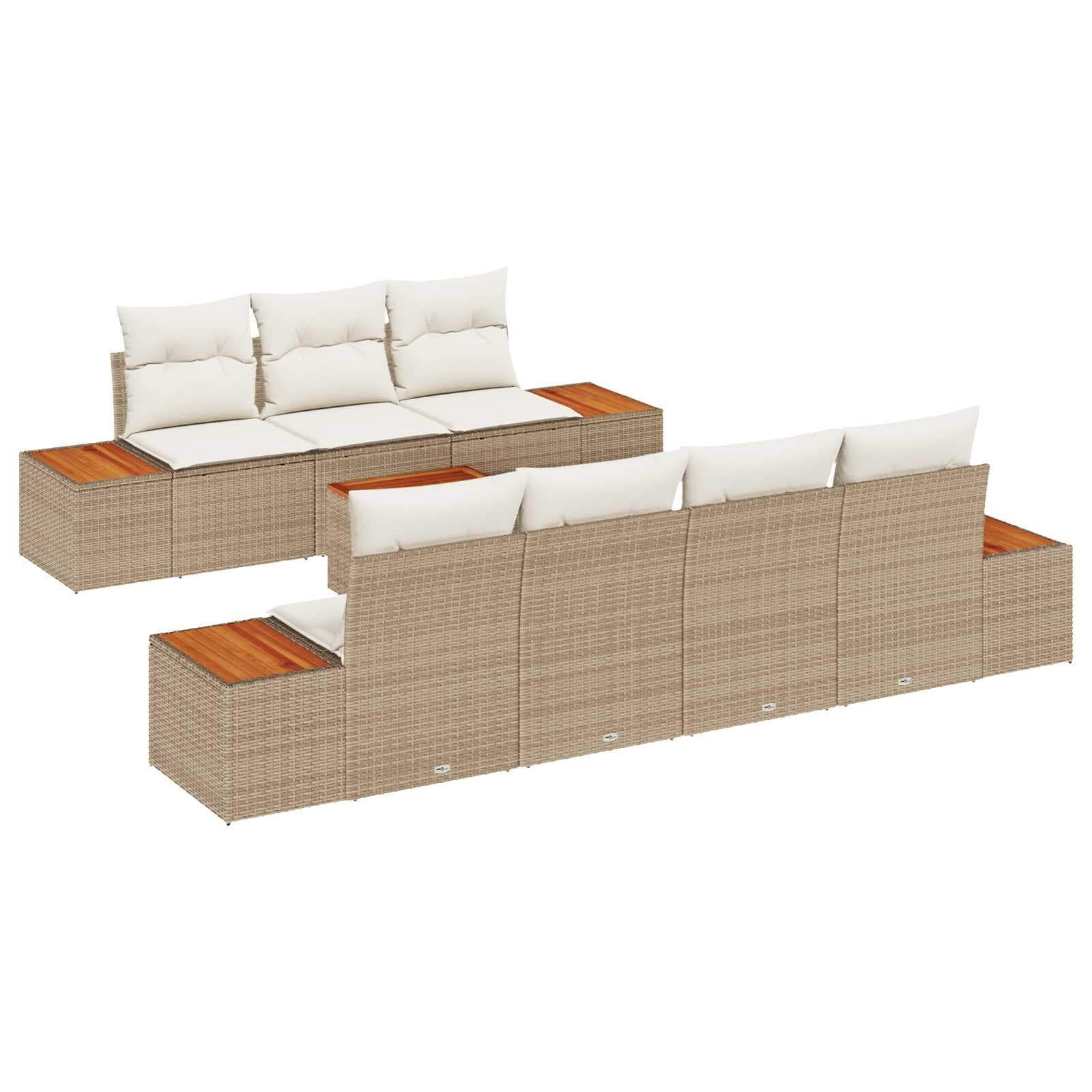 vidaXL Conjunto de Sofá de Jardim 8 pcs Bege Rattan Sintético