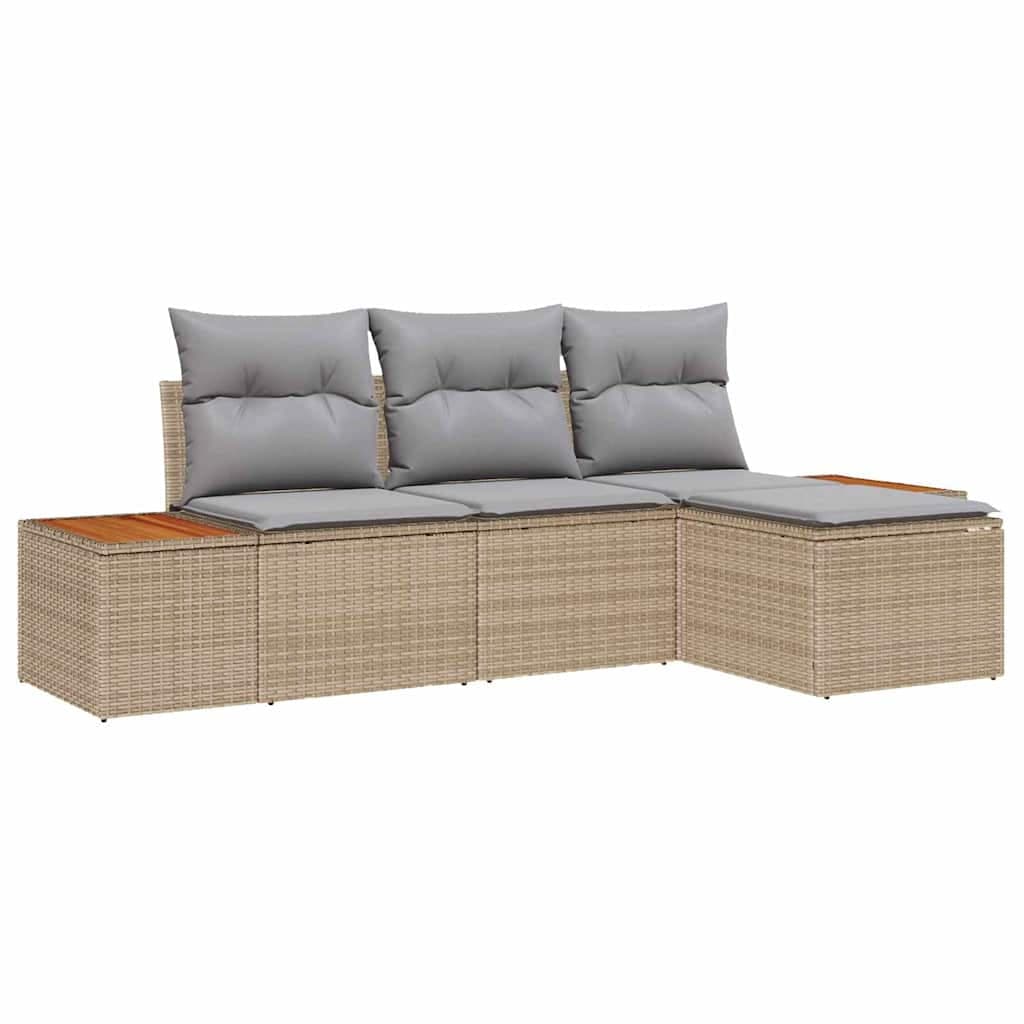 vidaXL Conjunto de Sofá de Jardim 4 pcs Bege e Cinza Claro