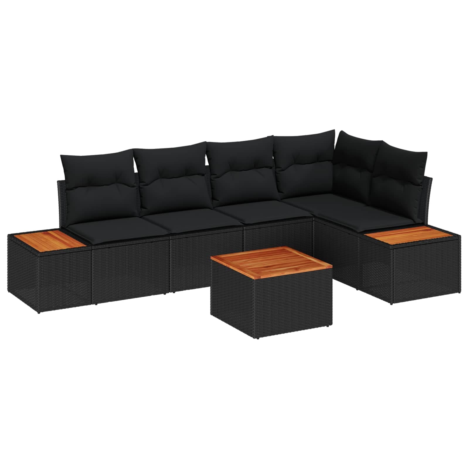 vidaXL Conjunto de Sofá de Jardim 6 pcs Preto Rattan Sintético