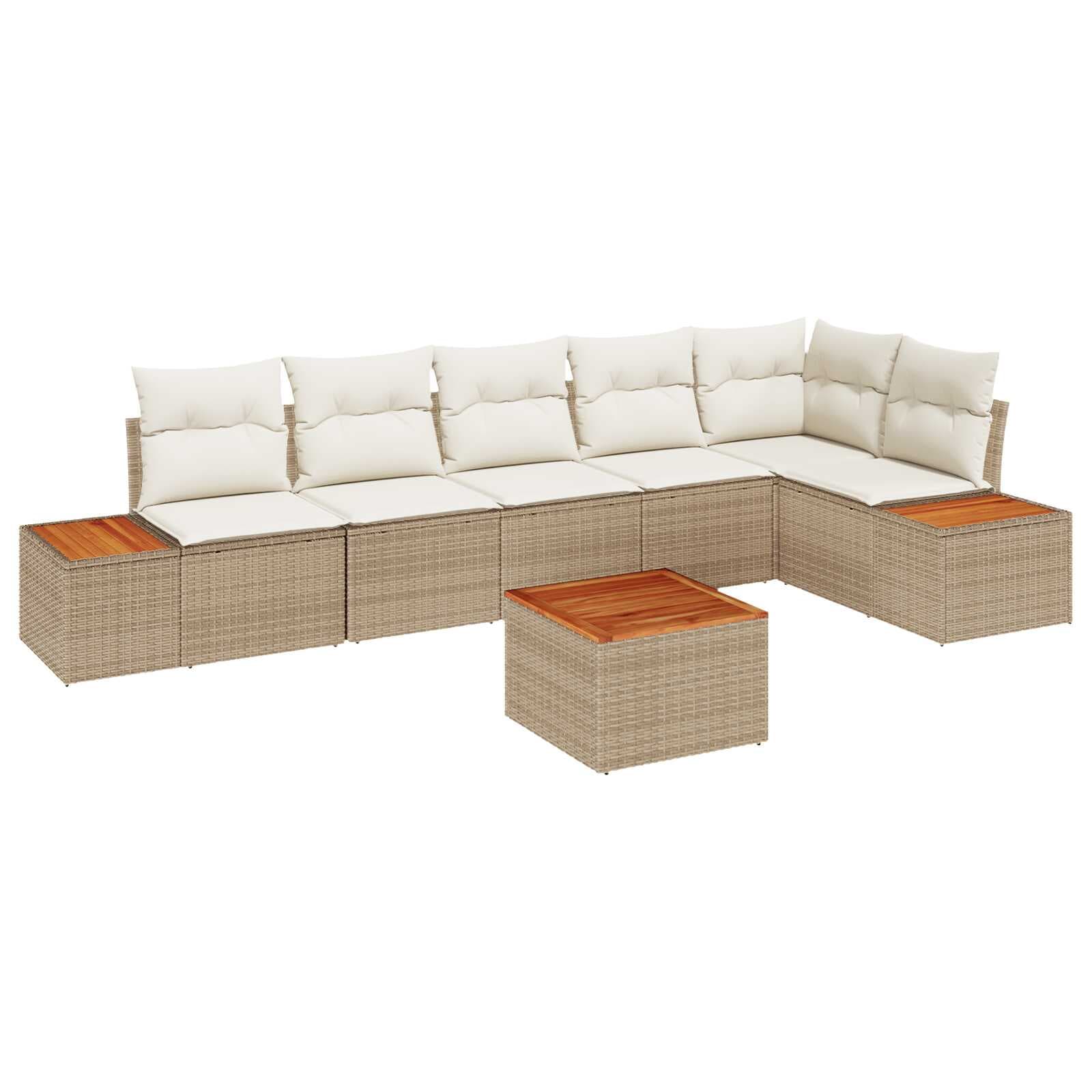 vidaXL Conjunto de Sofá de Jardim 6 pcs Bege e Creme Polirattan