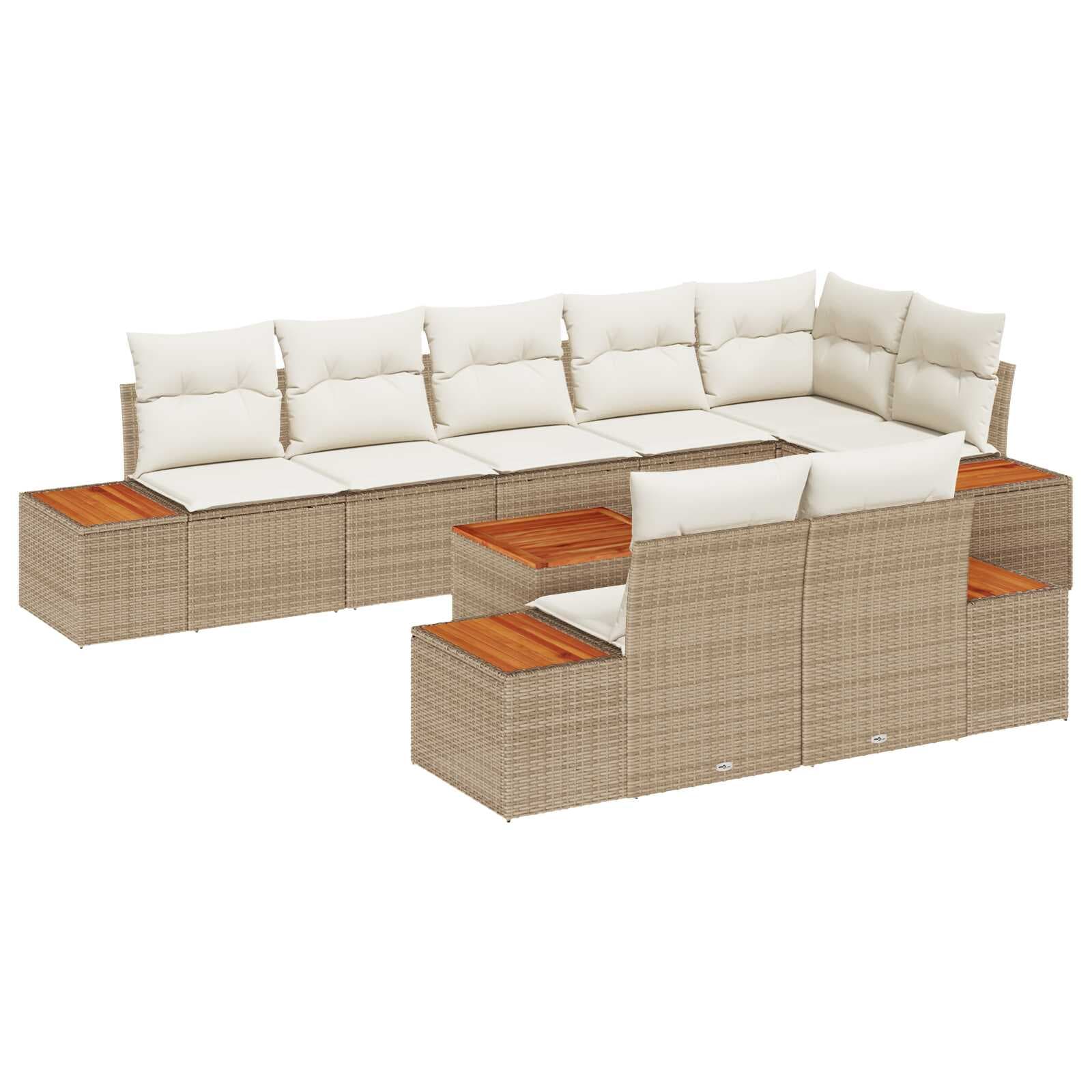 vidaXL Conjunto de Sofá de Jardim 8 pcs Bege e Creme Polirattan