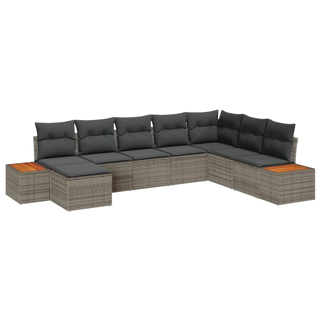 vidaXL Conjunto de Sofá de Jardim 9 pcs Cinzeto Polirattan