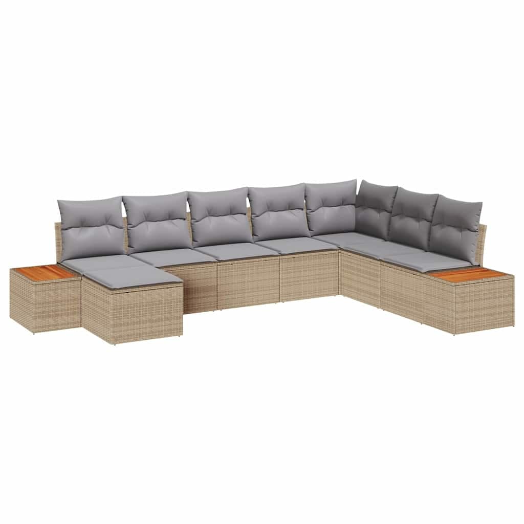 vidaXL Conjunto de Sofá de Jardim 9 pcs Bege e Cinza Claro Polirattan
