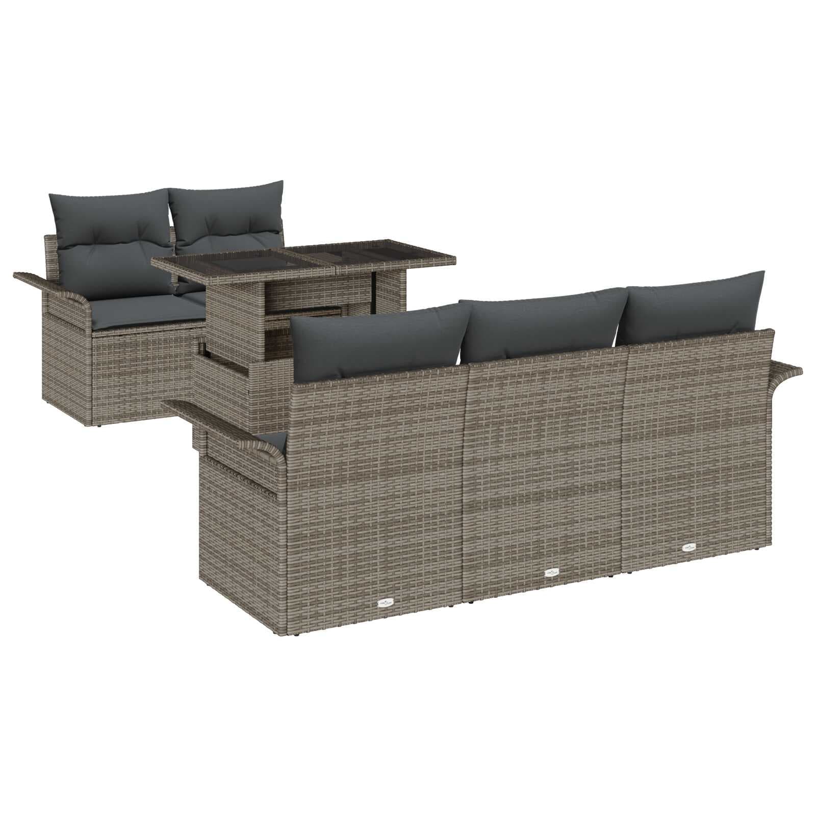 vidaXL Conjunto de Sofá de Jardim com almofada 6 pcs Cinzeto