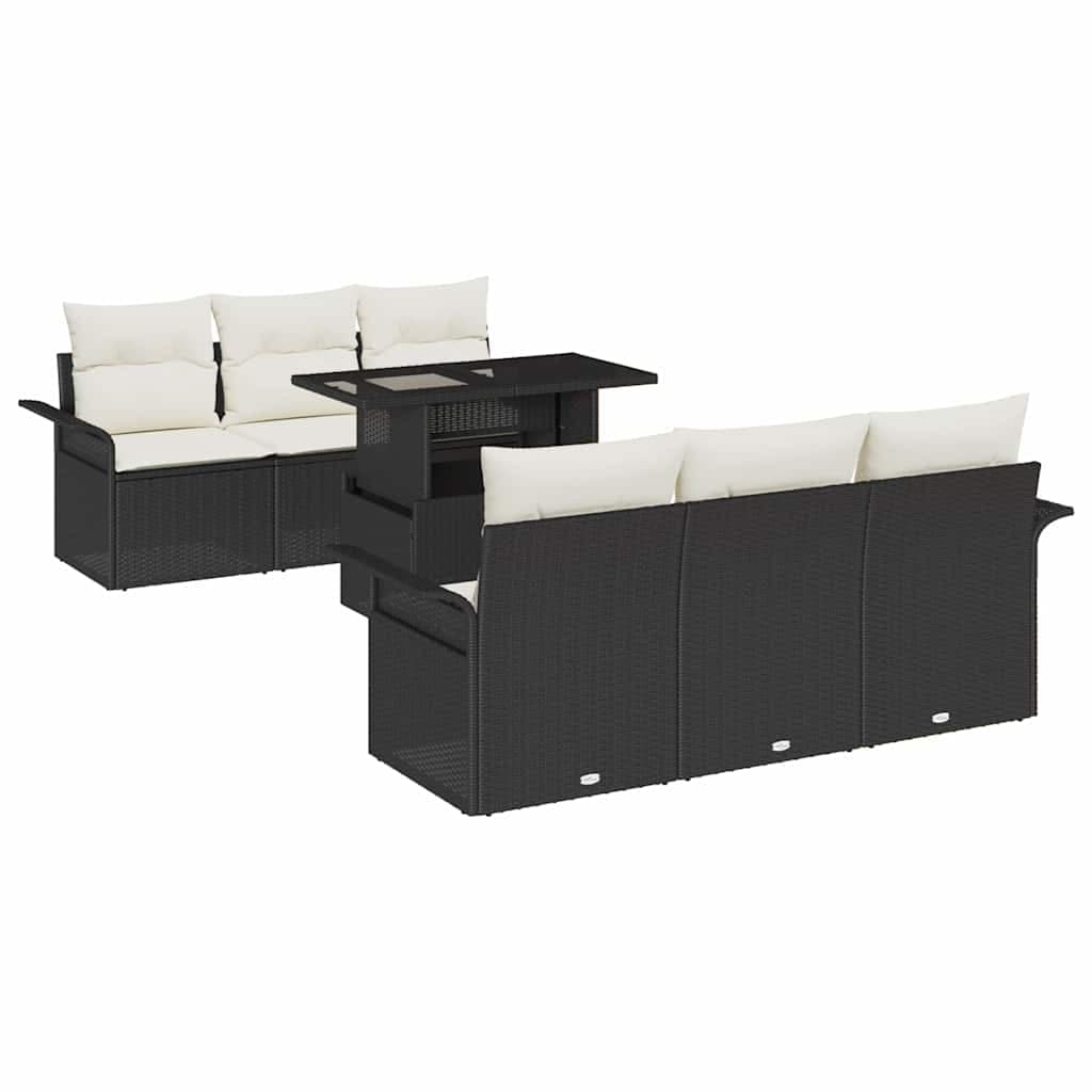vidaXL Conjunto de Sofá de Jardim 7 Peças Preto Rattan Sintético - 1405471251
