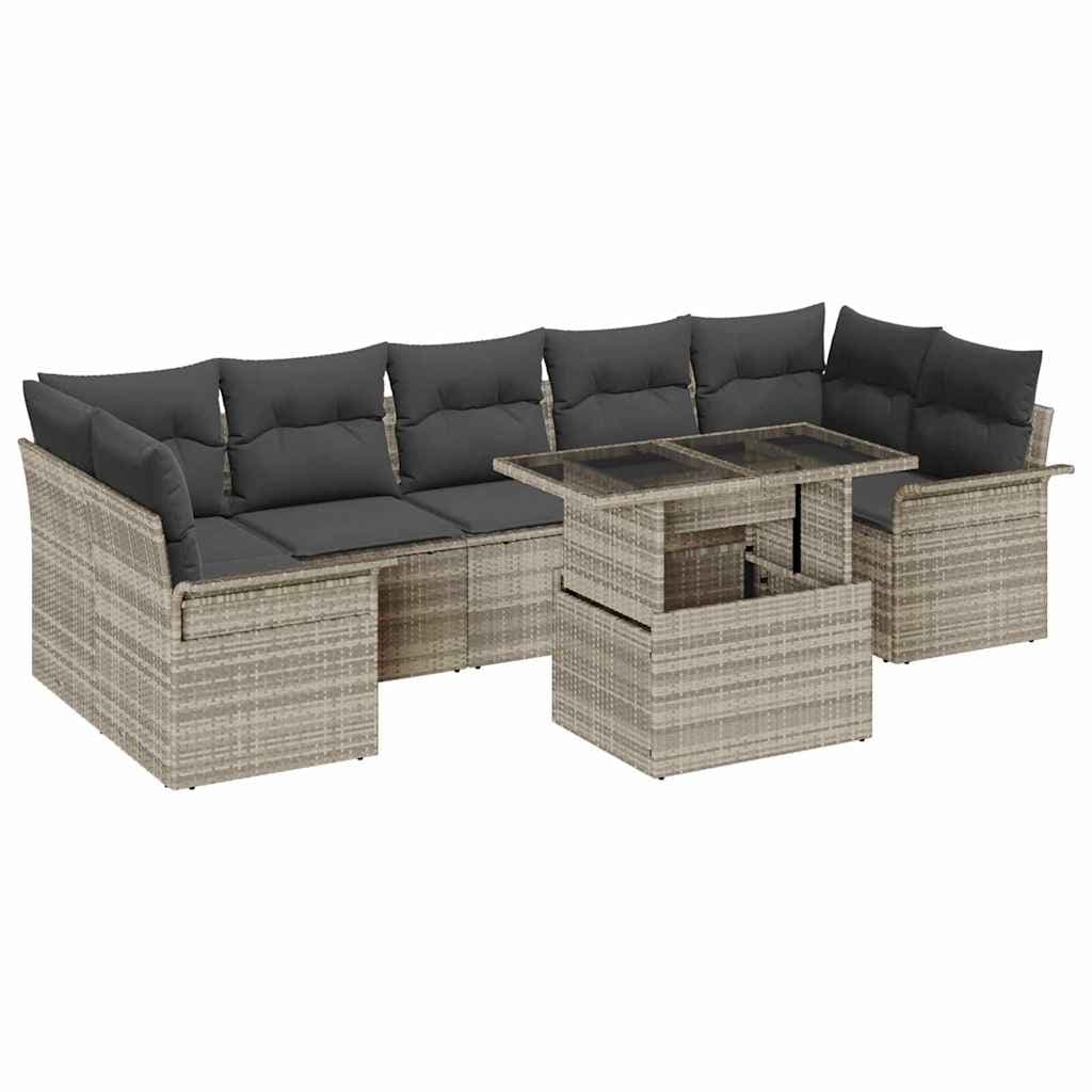 vidaXL Conjunto de Sofá de Jardim com almofada 8 pcs Cinzento-claro