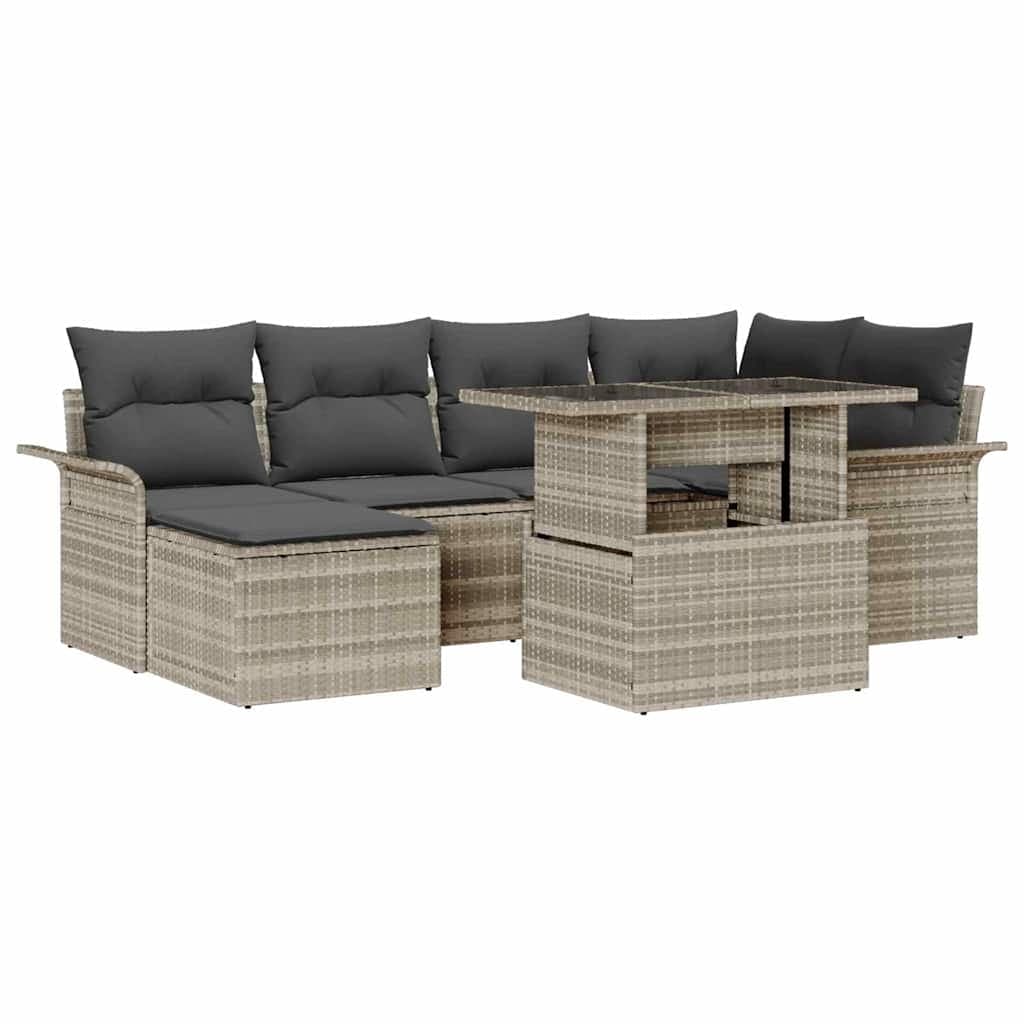 vidaXL Conjunto de Sofá de Jardim com almofada 7 pcs Cinzento-claro