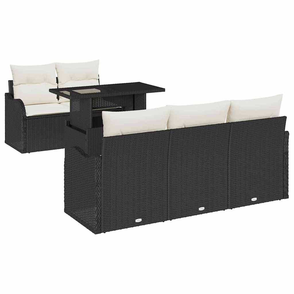 vidaXL Conjunto de Sofá de Jardim 6 pcs Preto Rattan de Polipropileno