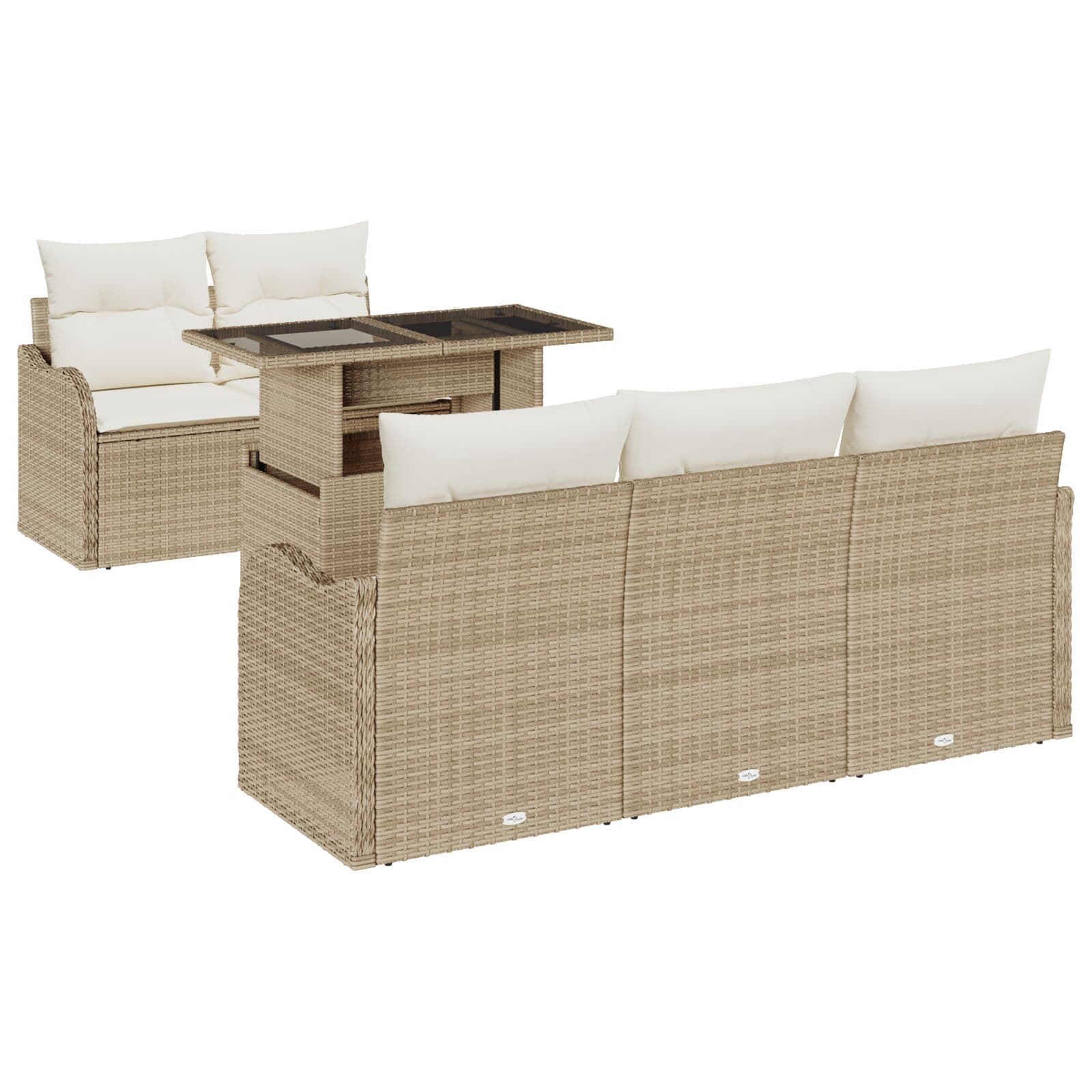 vidaXL Conjunto de Sofá de Jardim 6 pcs Bege Rattan de Polipropileno