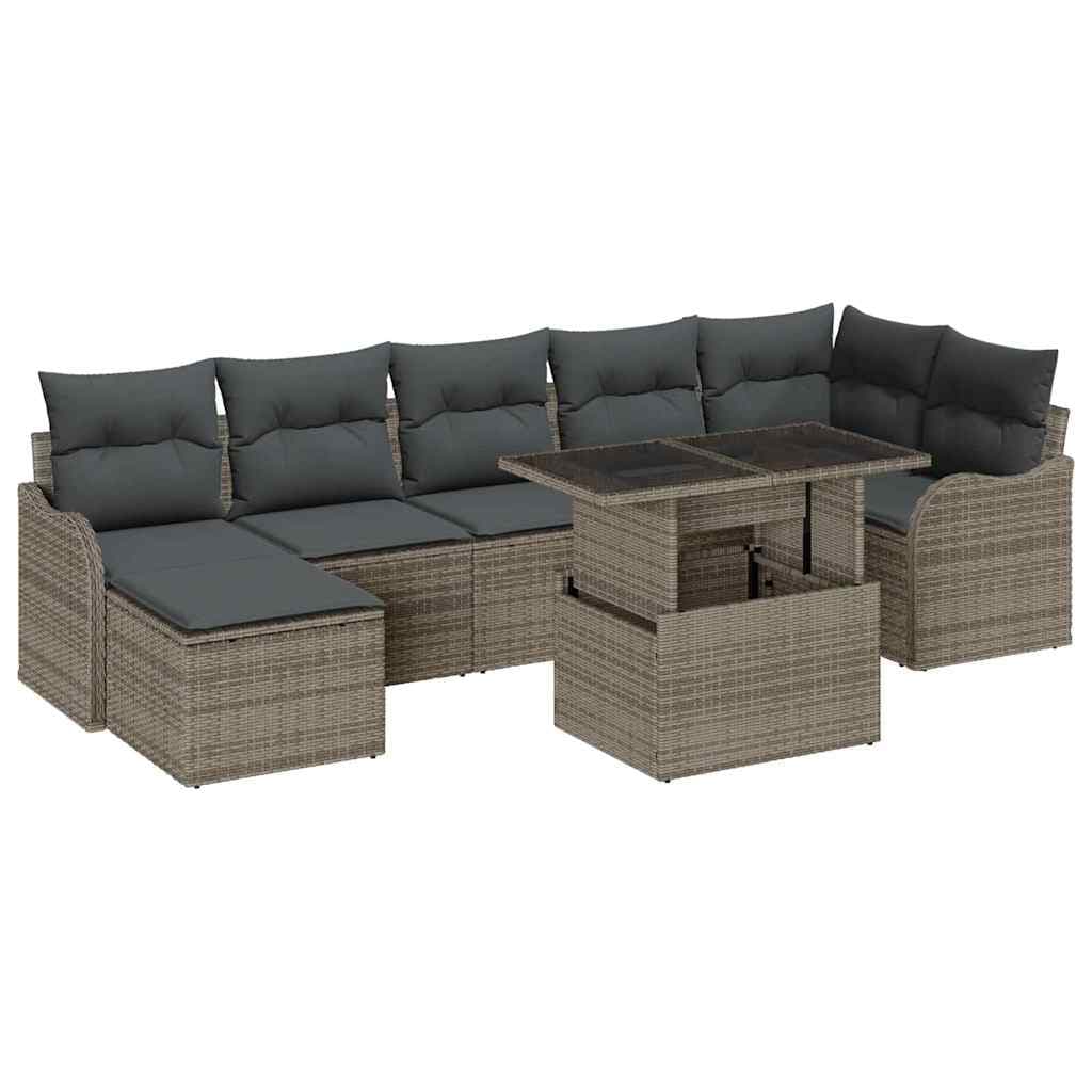 vidaXL Conjunto de Sofá de Jardim com almofada 8 pcs Cinzeto
