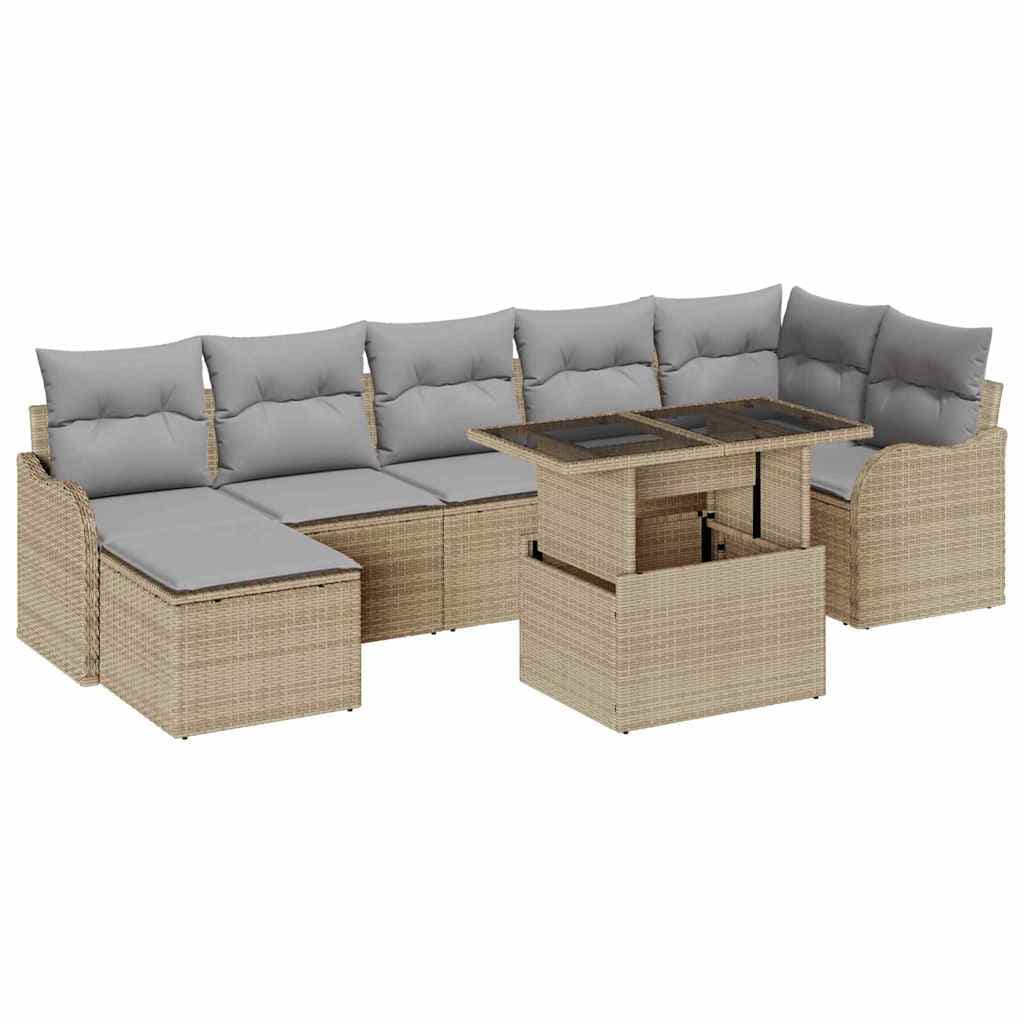 vidaXL Conjunto de Sofá de Jardim 8 pcs Bege Rattan Sintético