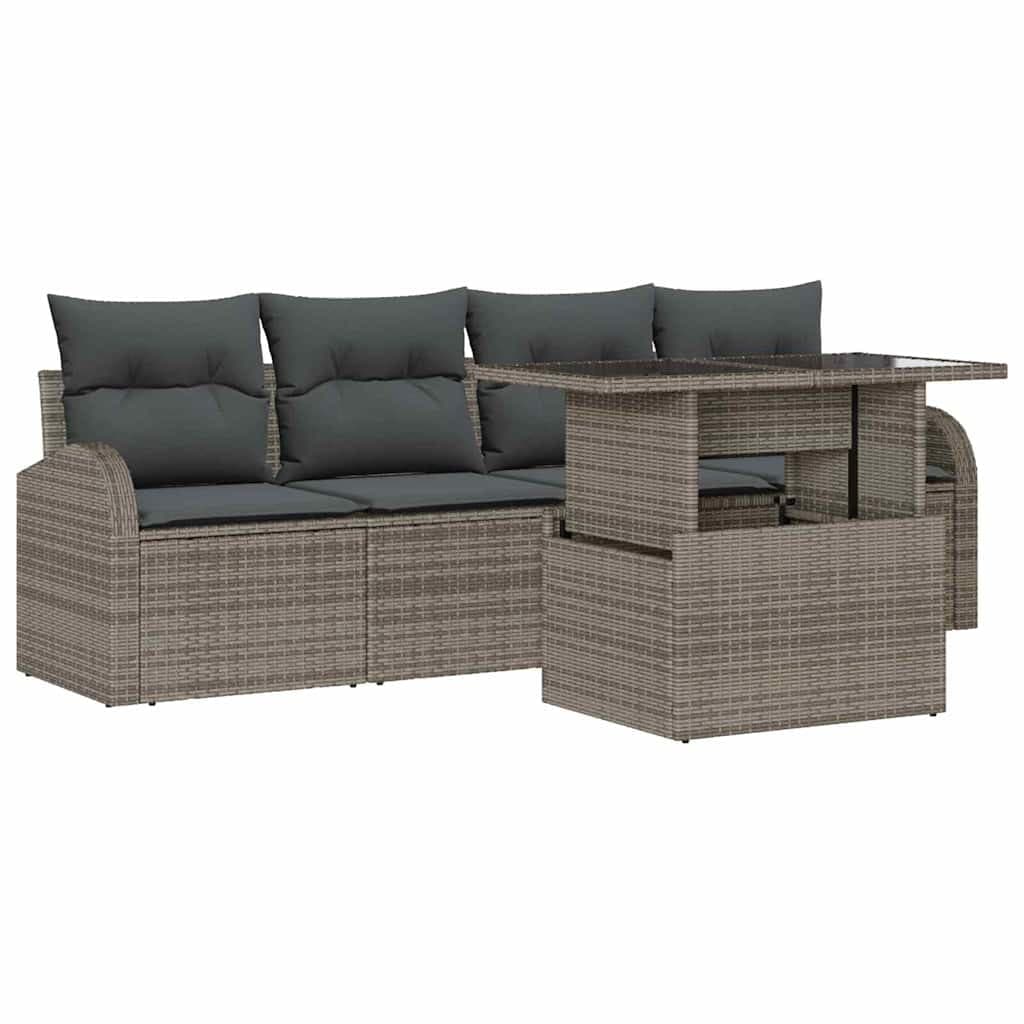 vidaXL Conjunto de Sofá de Jardim com almofada Manual 5 pcs Cinzeto