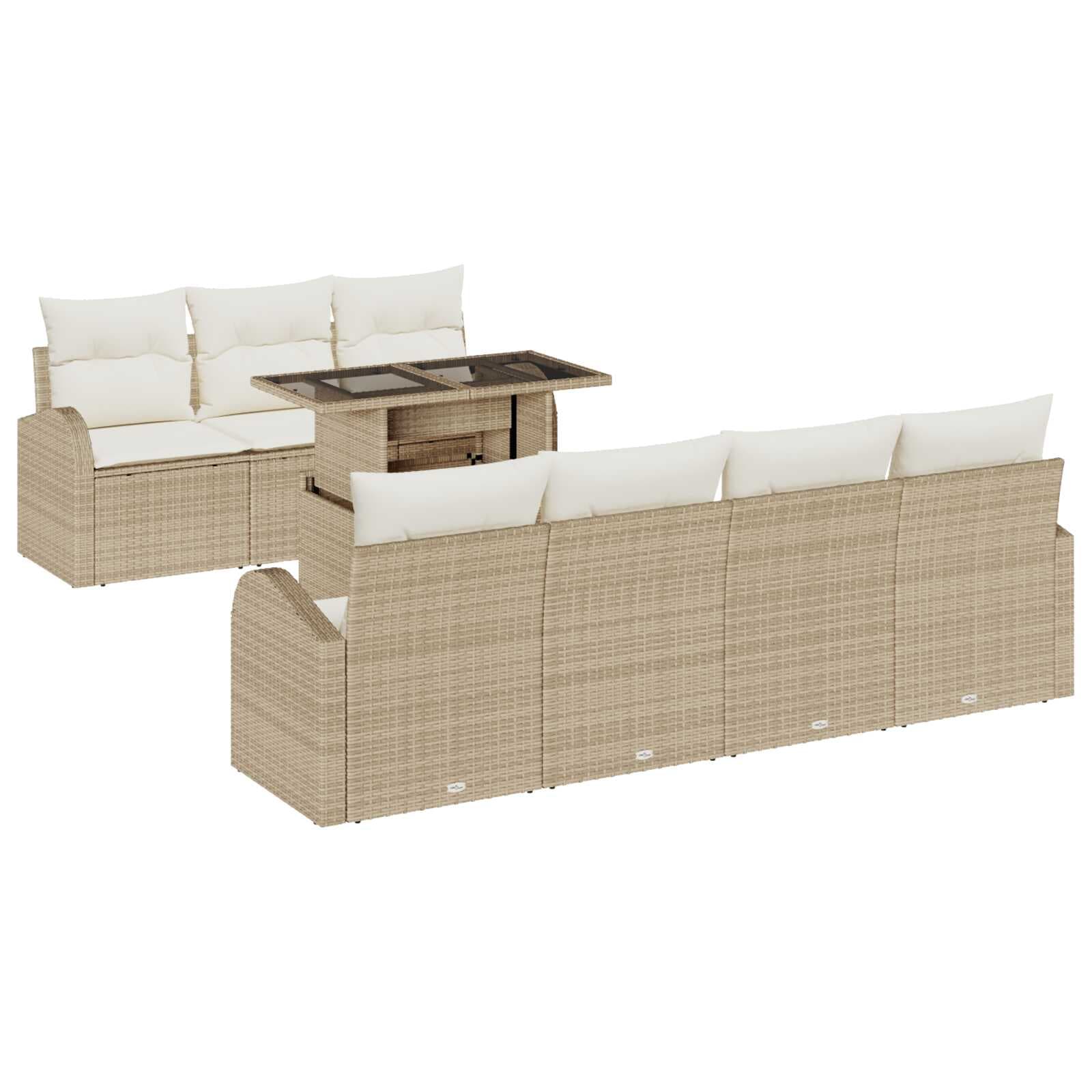 vidaXL Conjunto de Sofá de Jardim 8 pcs Bege Rattan de Polipropileno
