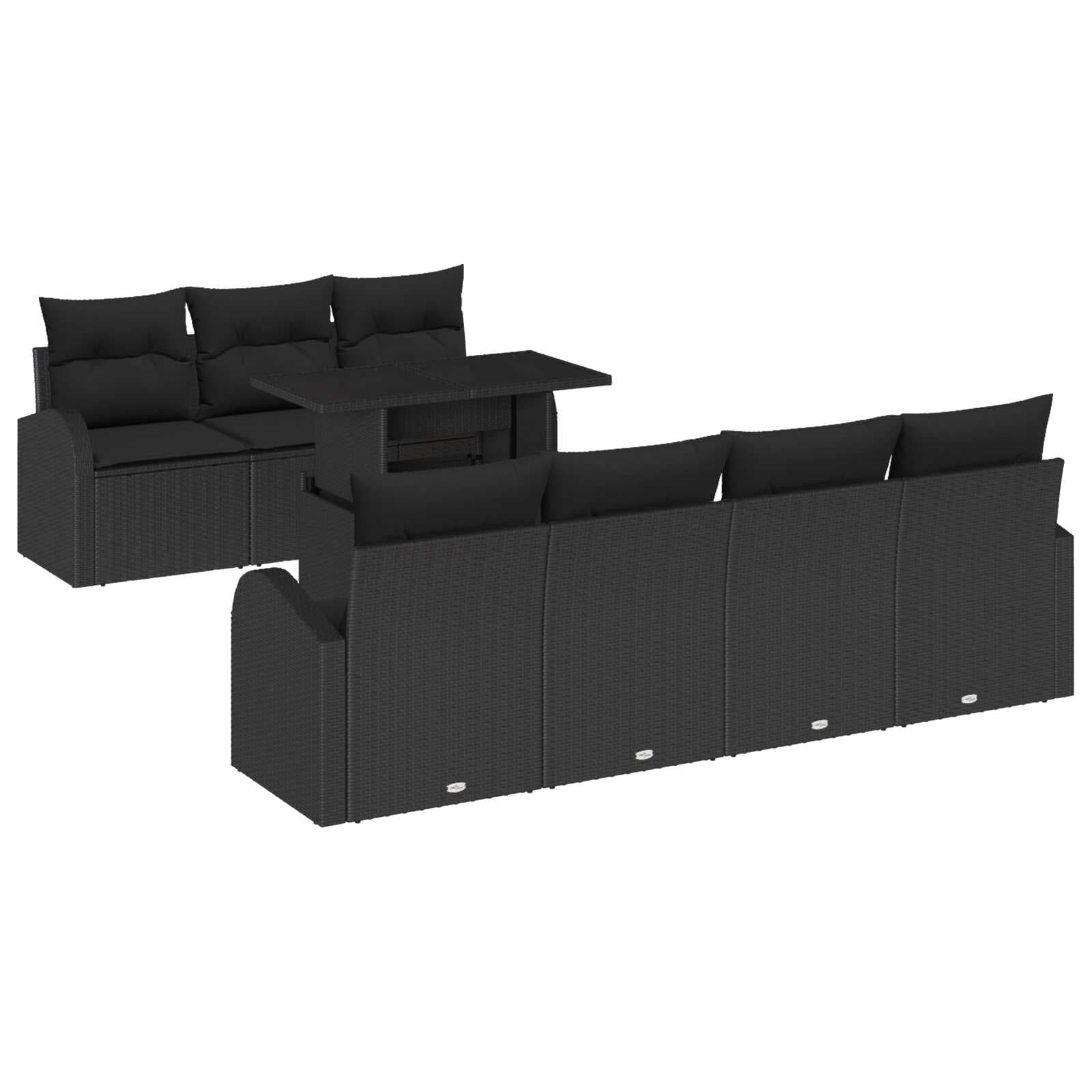 vidaXL Conjunto de Sofá de Jardim 8 pcs Preto Rattan de Polipropileno