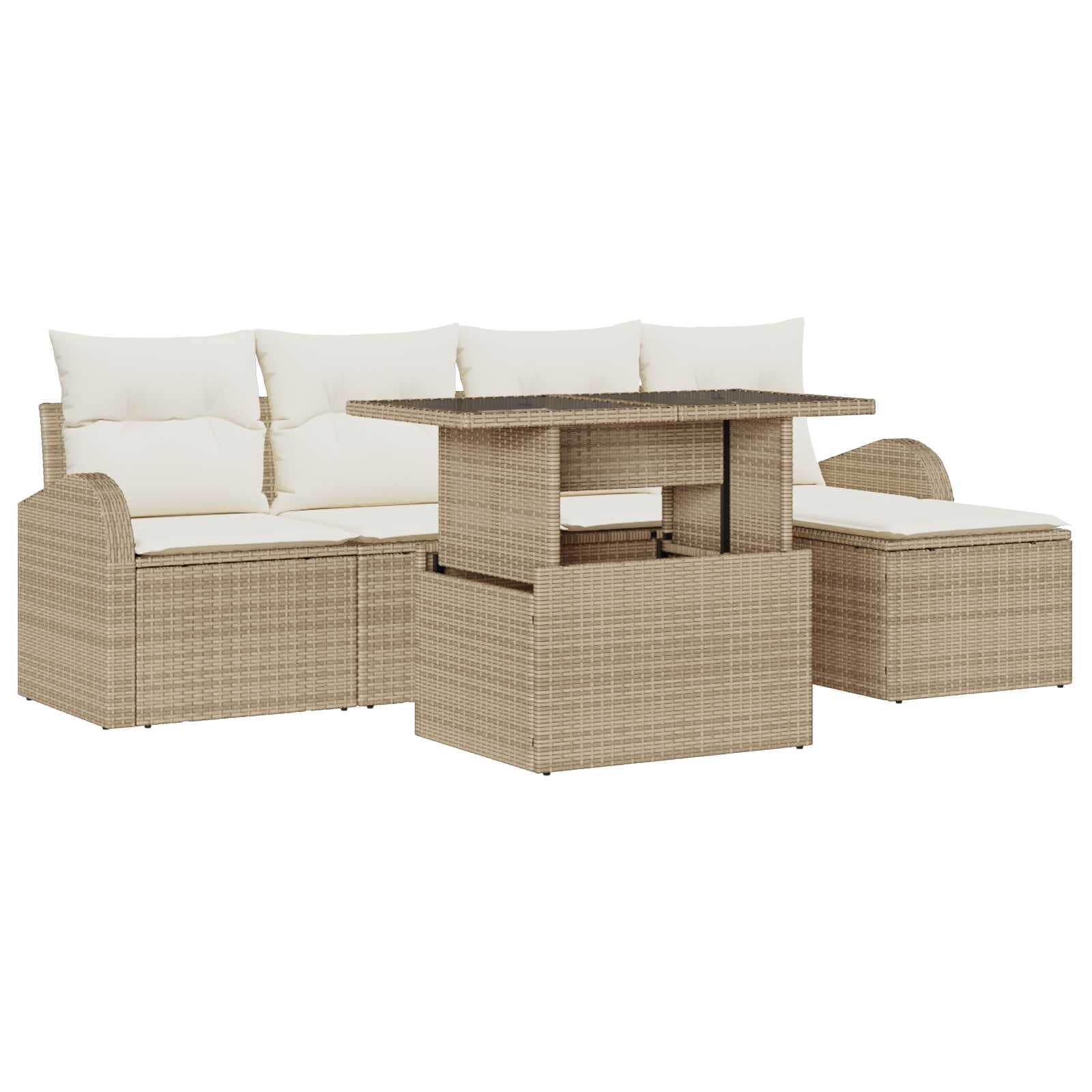vidaXL Conjunto de Sofá de Jardim 6 pcs Bege Rattan Sintético