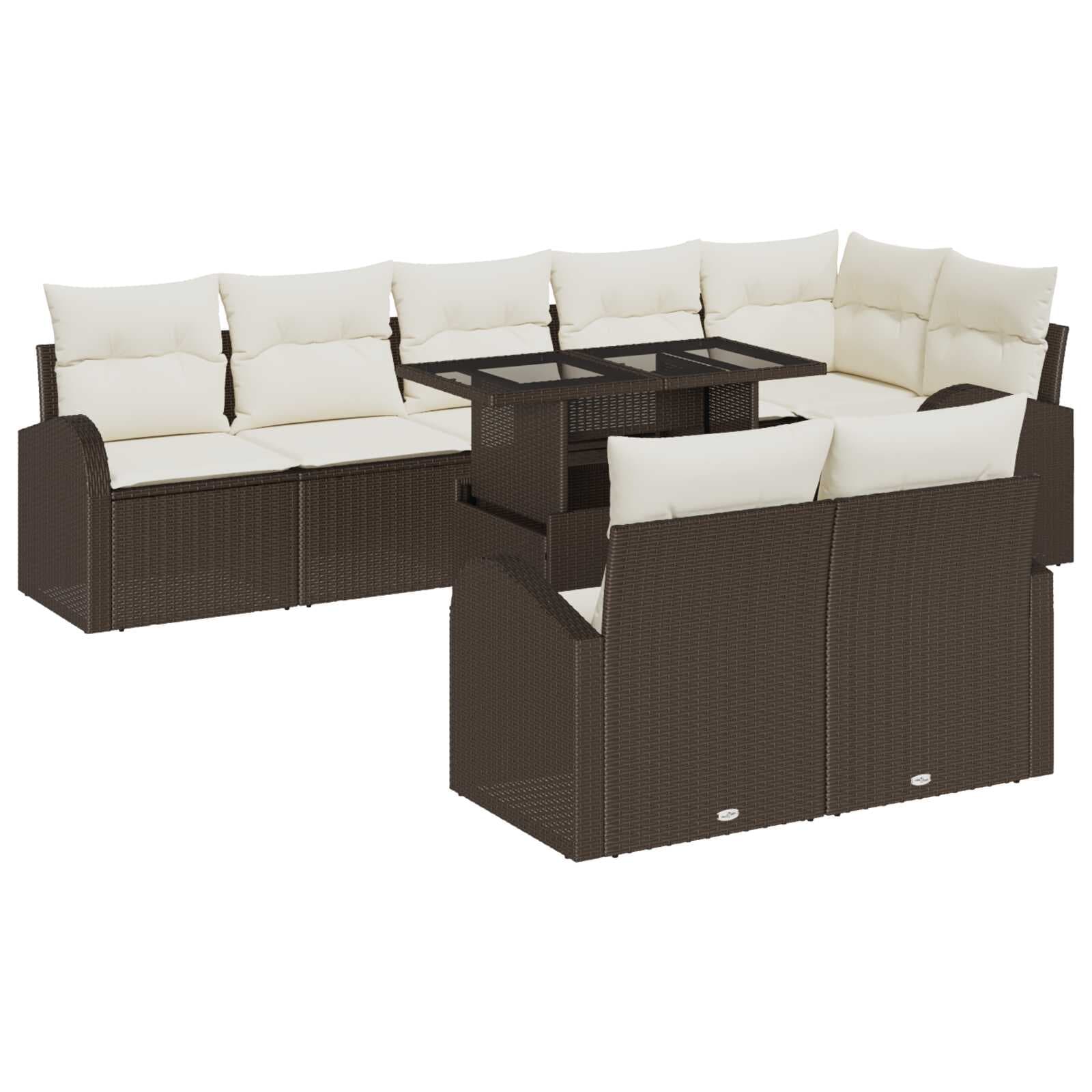 vidaXL Conjunto de Sofá de Jardim 9 Peças Castanho Rattan Sintético - 4039822263
