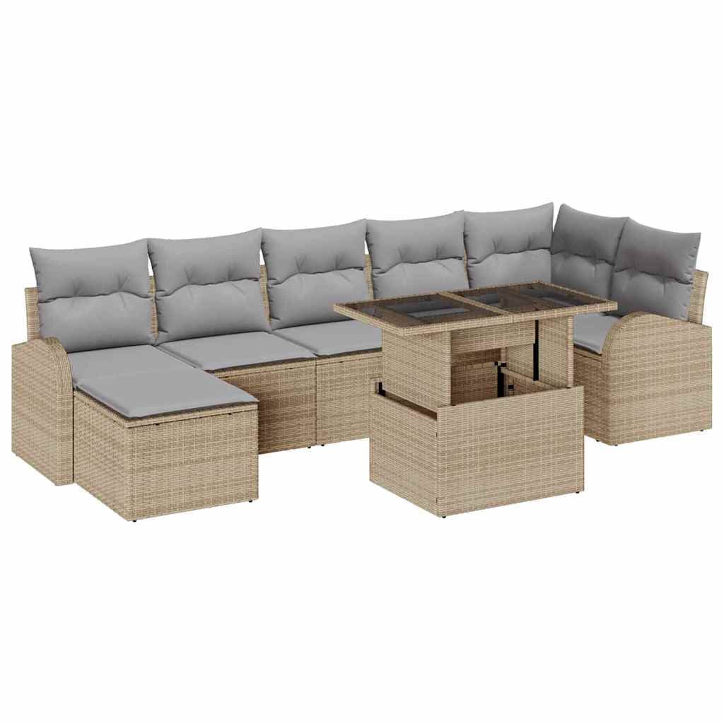vidaXL Conjunto de Sofá de Jardim 8 pcs Bege Rattan Sintético