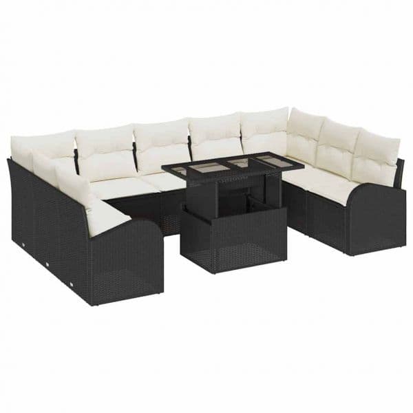 vidaXL Conjunto de Sofá de Jardim 10 Peças Preto Rattan Sintético - 3818995237