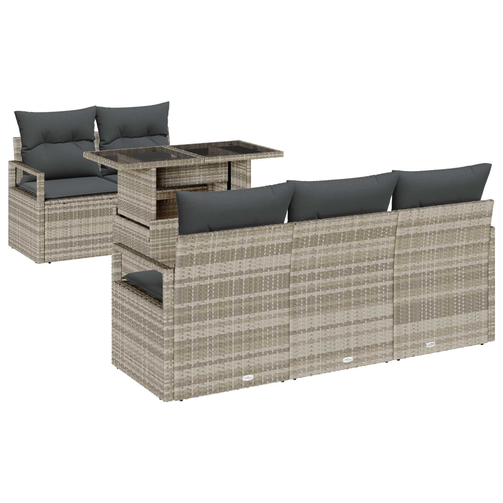 vidaXL Conjunto de Sofá de Jardim com almofada 6 pcs Cinzento-claro