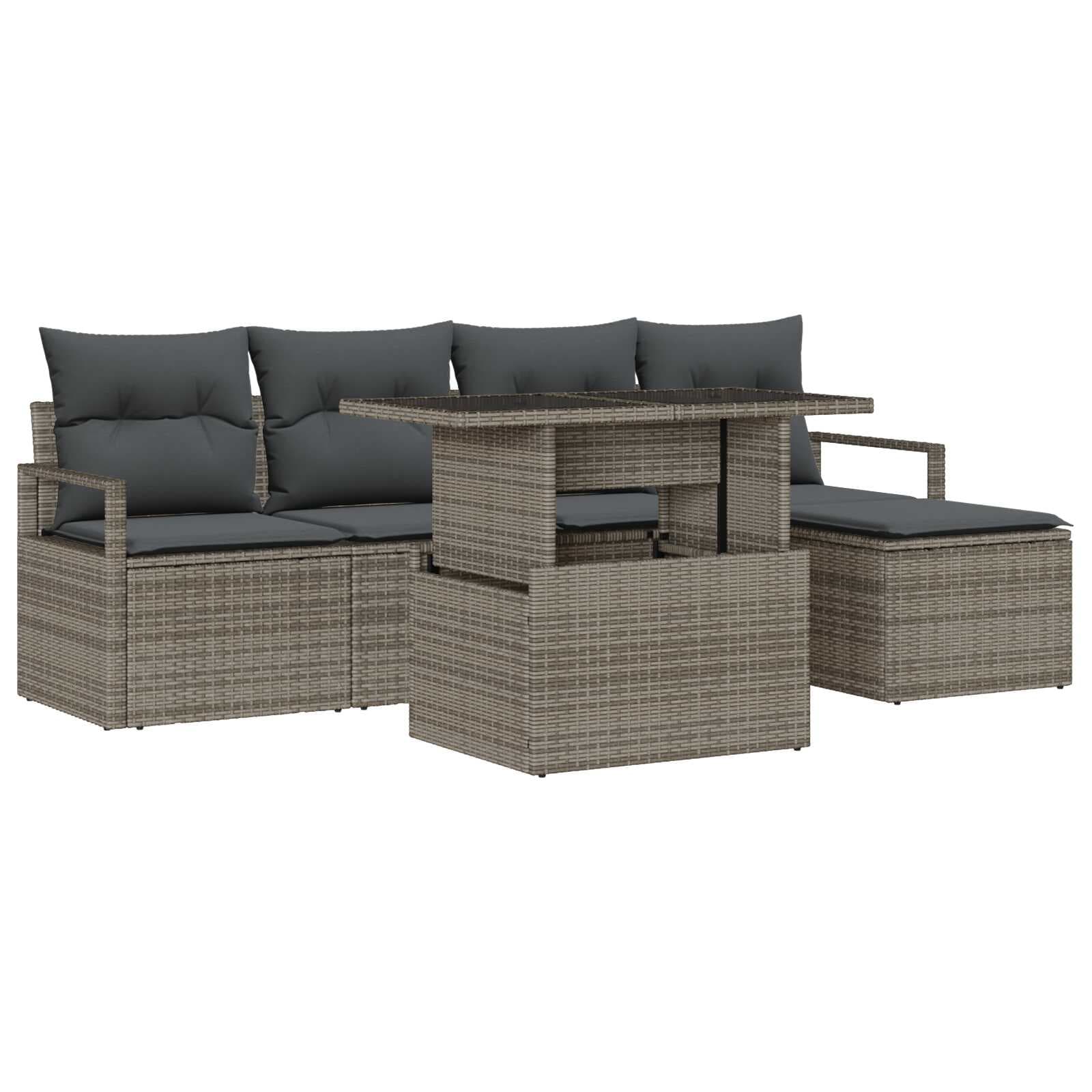 vidaXL Conjunto de Sofá de Jardim 6 pcs Cinzeto Rattan Sintético