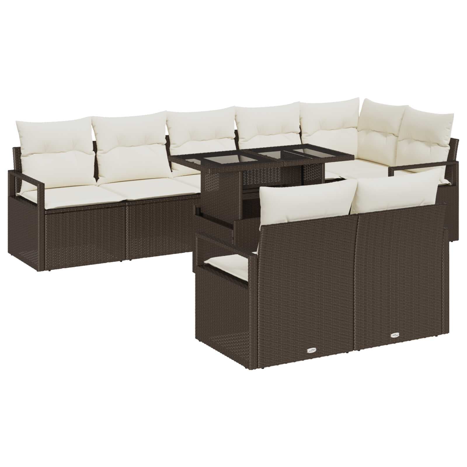 vidaXL Conjunto de Sofá de Jardim 9 pcs Castanho Rattan Sintético