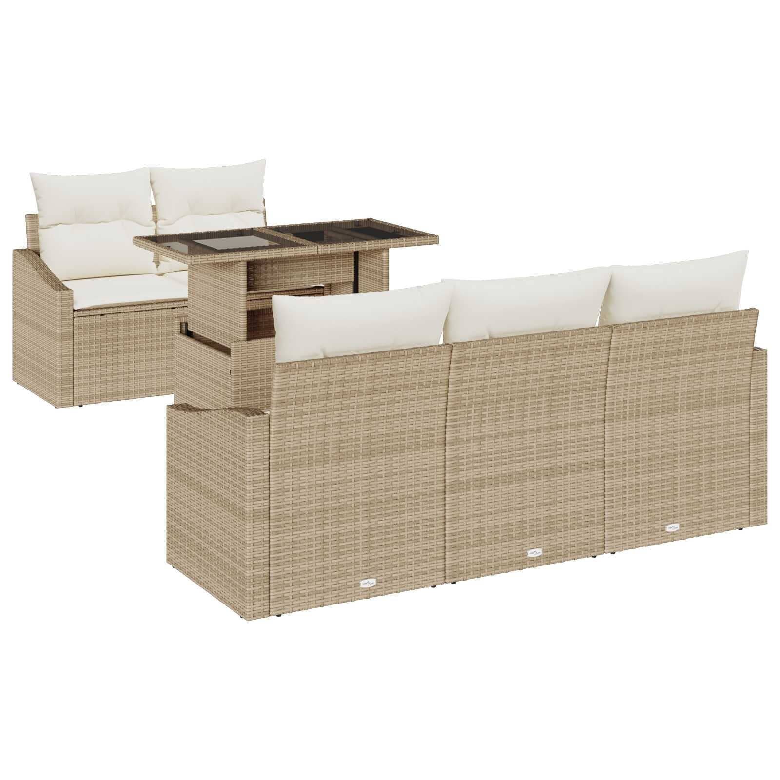 vidaXL Conjunto de Sofá de Jardim 6 pcs Bege Rattan Sintético
