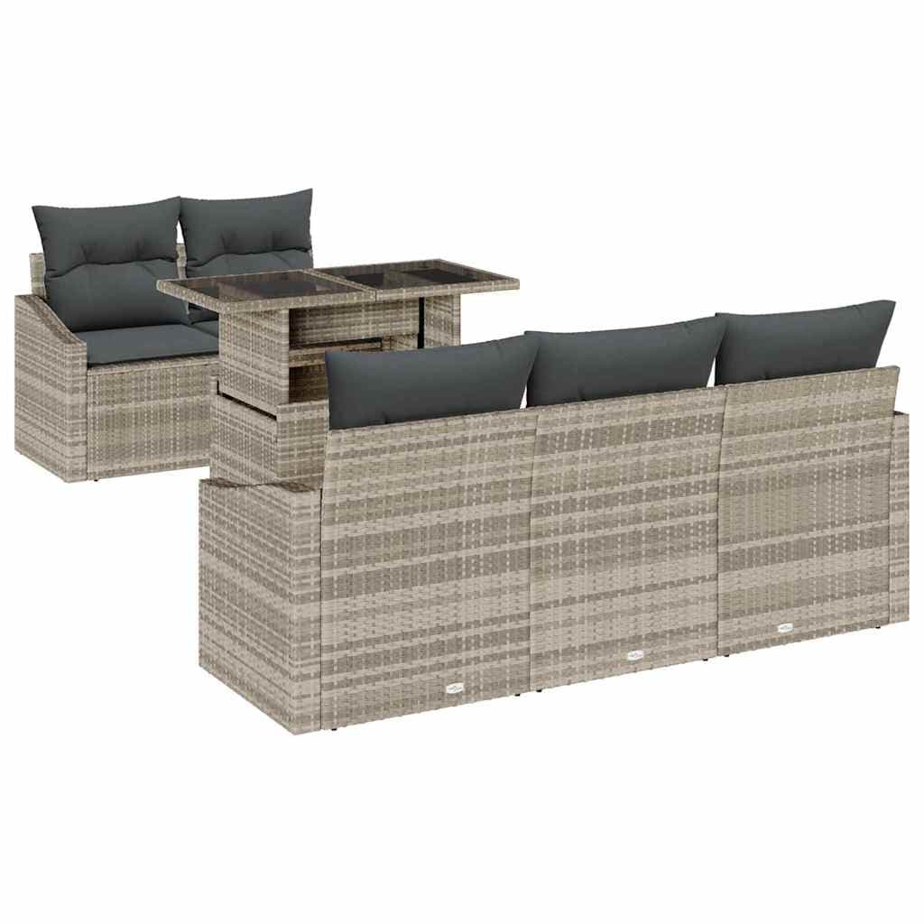vidaXL Conjunto de Sofá de Jardim 6 pcs Cinzento-claro vime PE