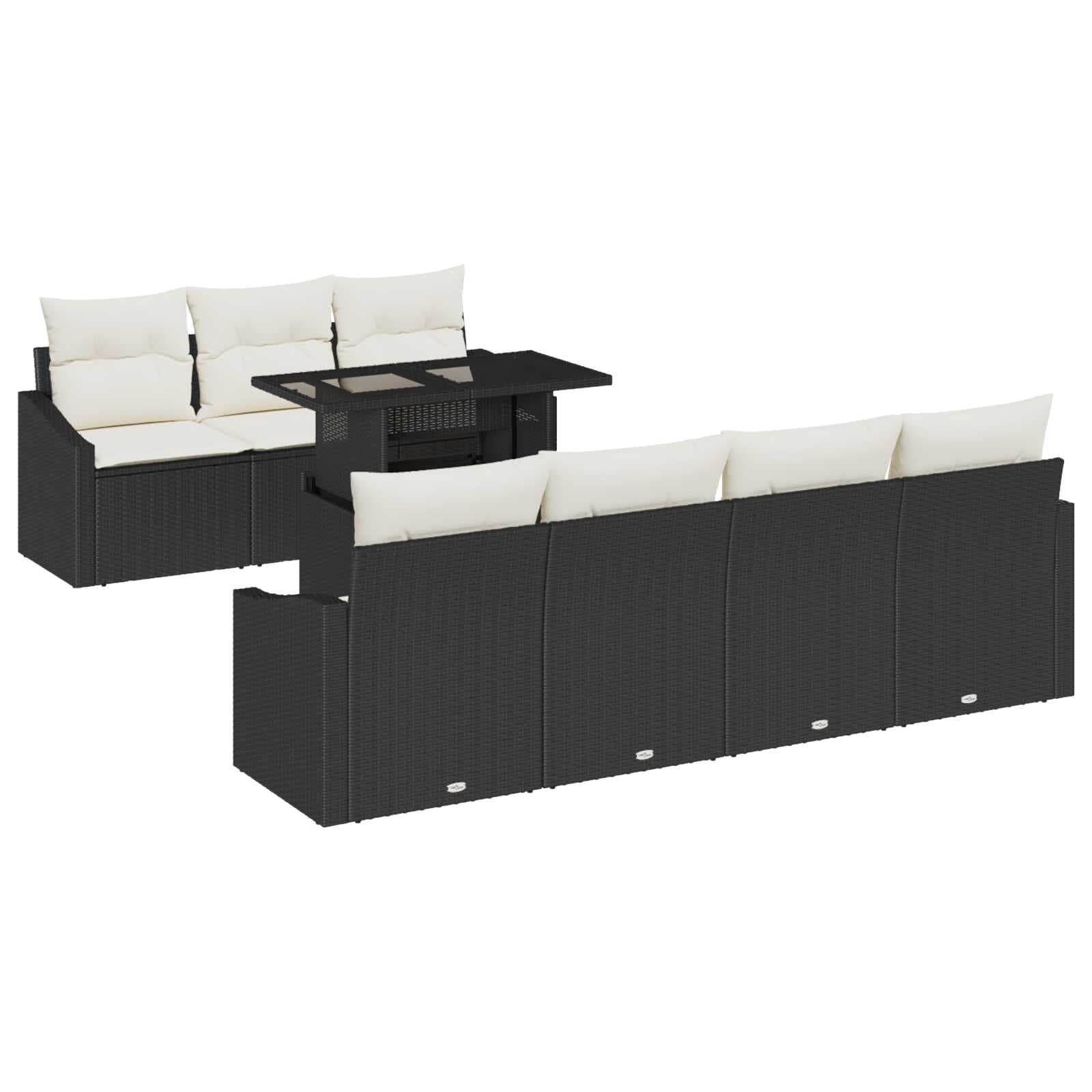 vidaXL Conjunto de Sofá de Jardim com Almofada 8 Peças Preto Vime Pe - 1284547911