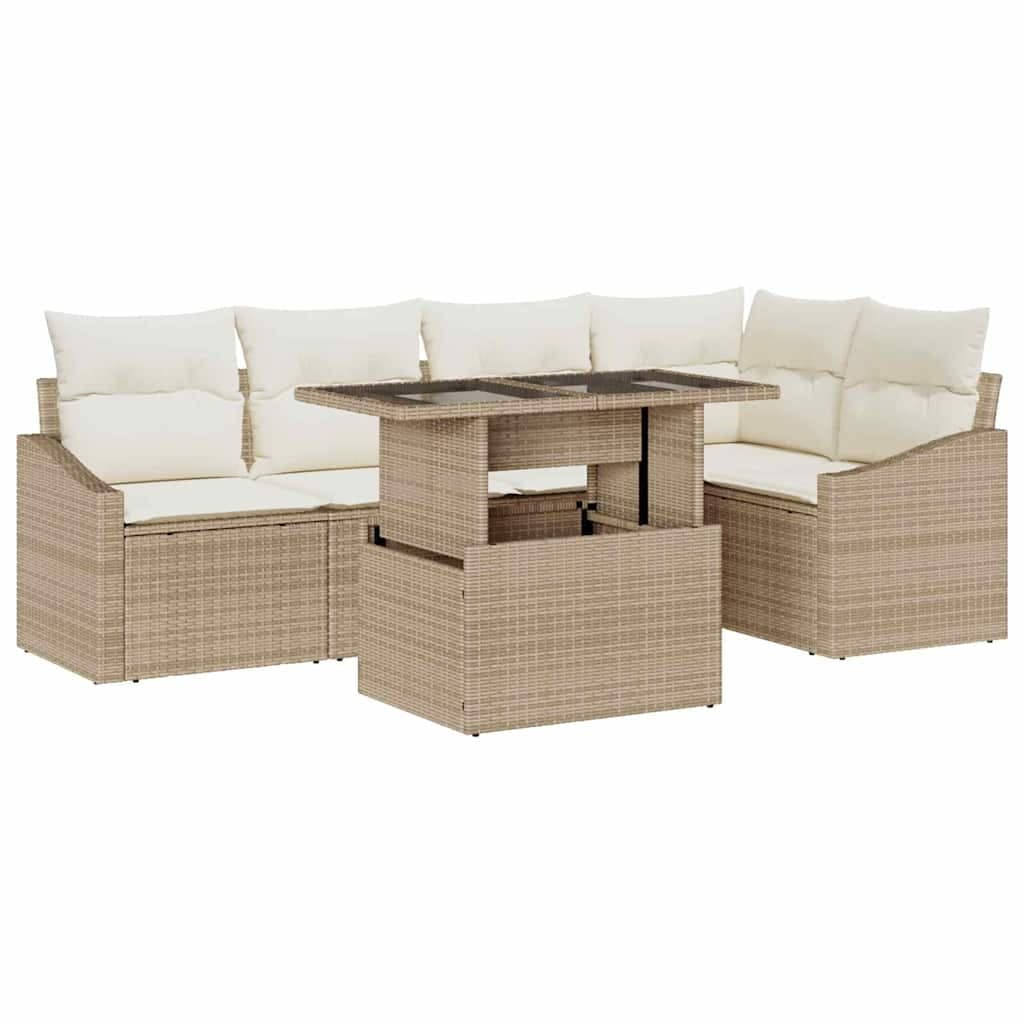 vidaXL Conjunto de Sofá de Jardim com almofada 6 pcs Bege e Creme