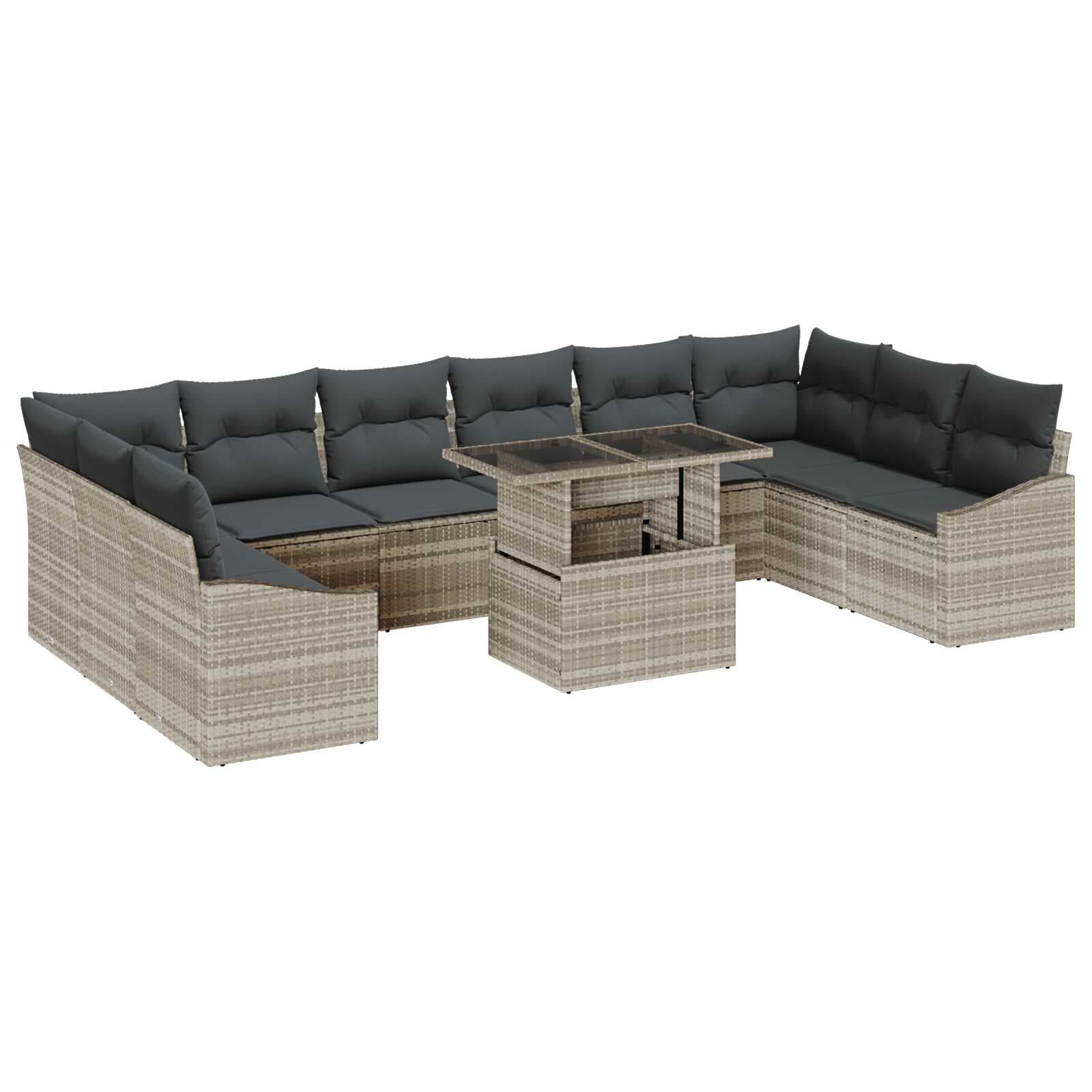 vidaXL Conjunto de Sofá de Jardim 11 pcs Cinza Claro e Cinza Escuro