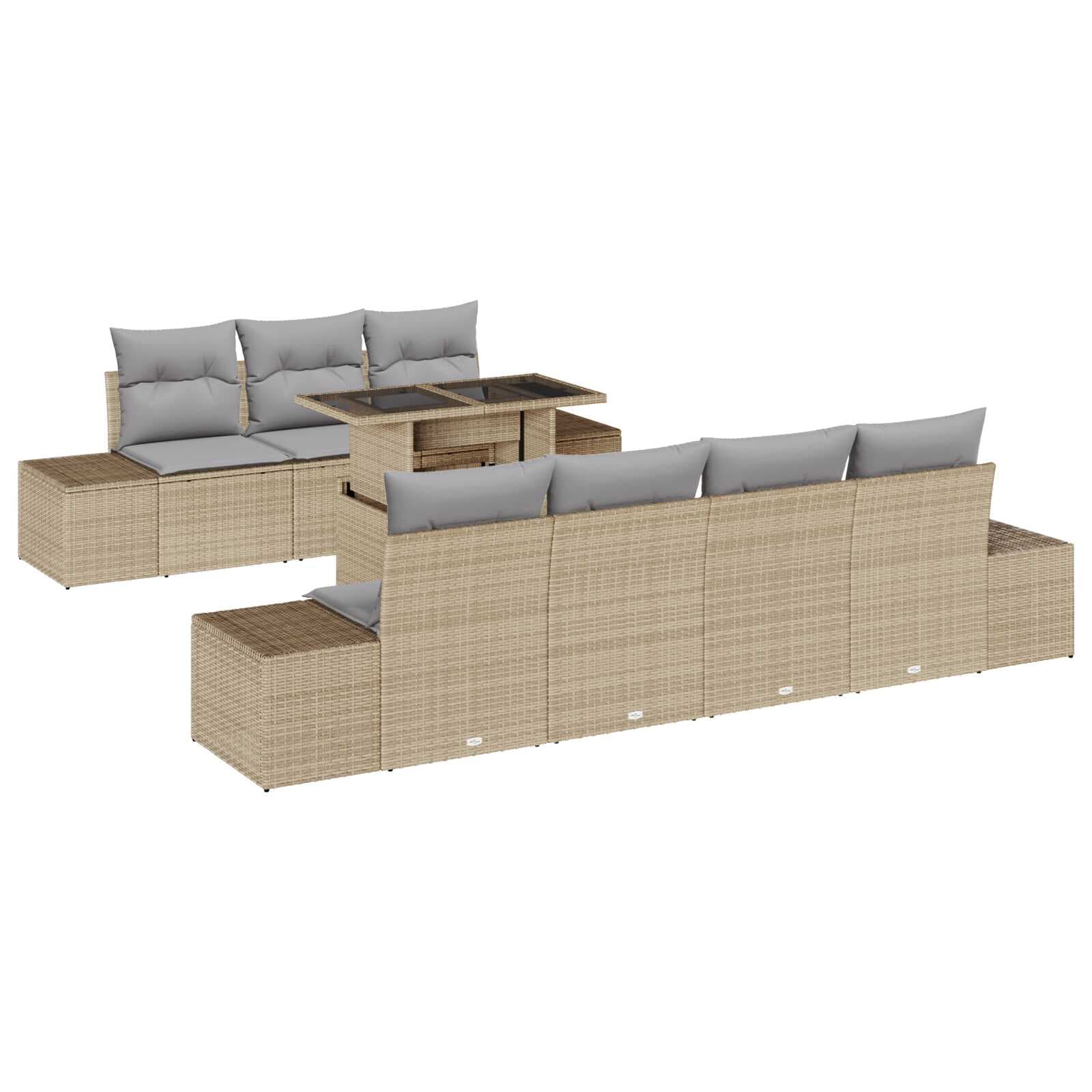 vidaXL Conjunto de Sofá de Jardim 8 pcs Bege e Cinza Claro