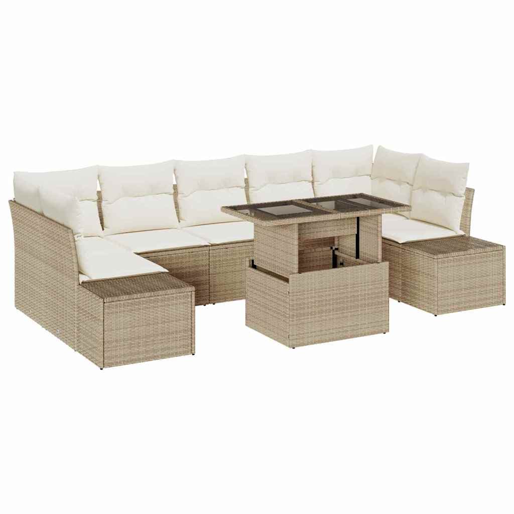 vidaXL Conjunto de Sofá de Jardim com almofada 8 pcs Bege e Creme