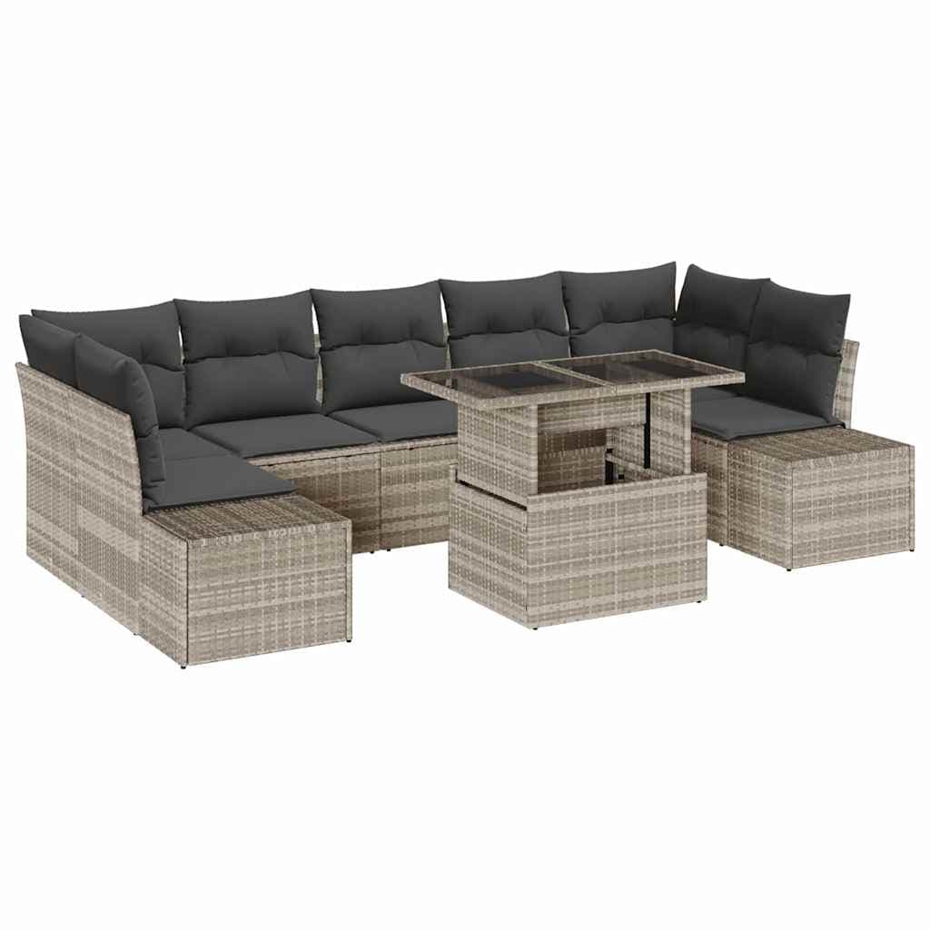 vidaXL Conjunto de Sofá de Jardim 8 pcs Cinza Claro e Cinza Escuro