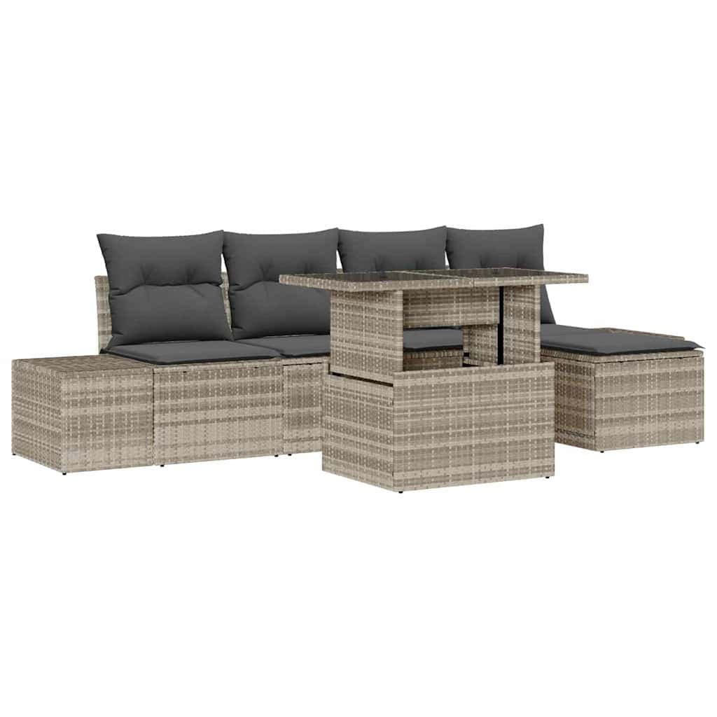 vidaXL Conjunto de Sofá de Jardim 6 pcs Cinzento-claro